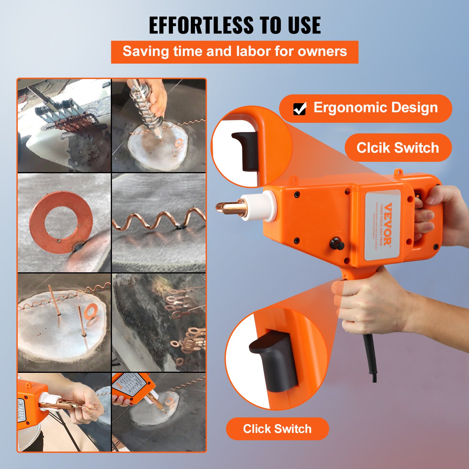 Stud Welder Kit, 1600A Stud Welder Dent Repair Kit, 800VA Spot Welder Stud, 220V Stud Gun Dent Puller Kit with Complete Accessories, Dent Welder Repair for Auto Body Repairing - Image 6