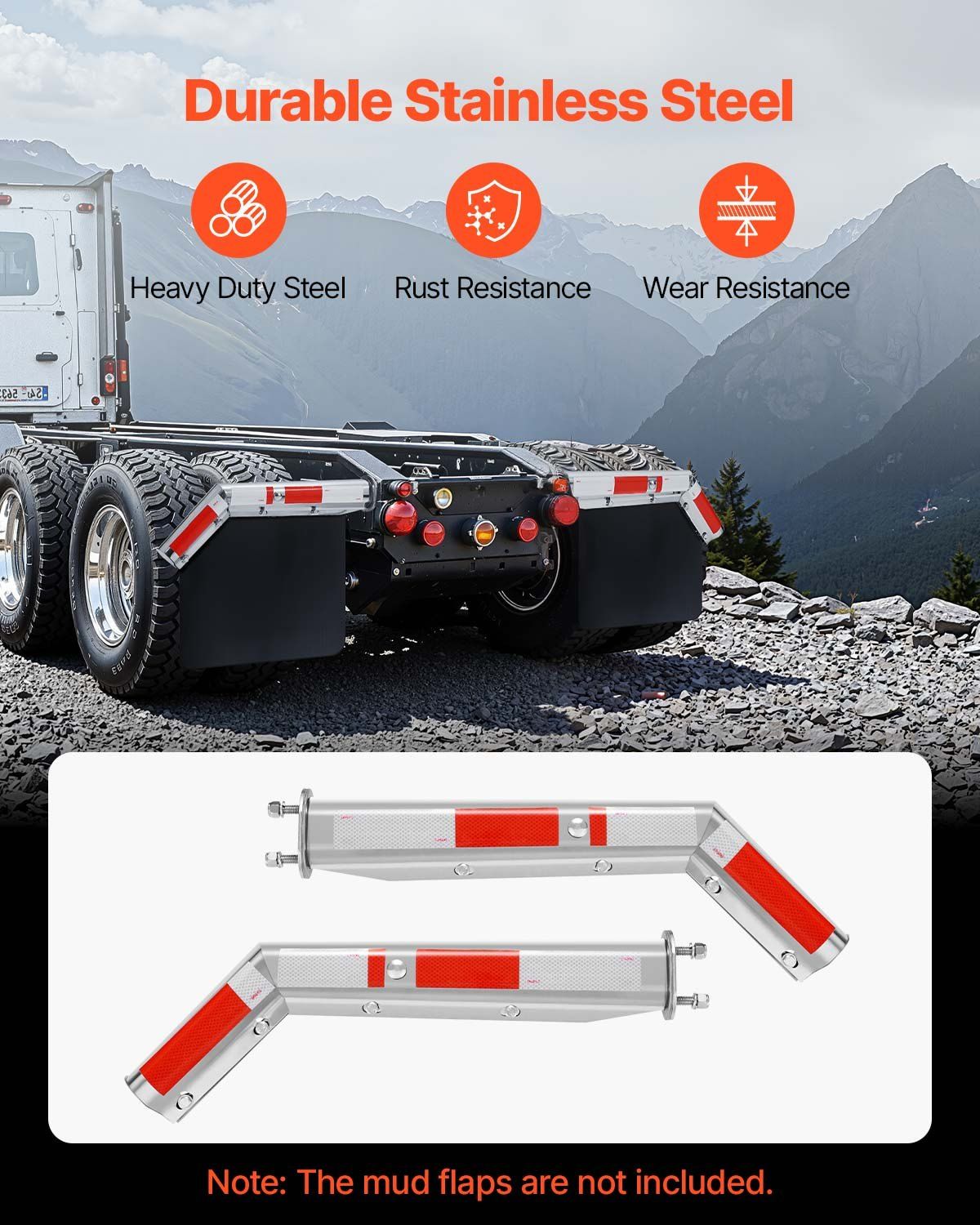 Stainless Steel Angled Spring Loaded Mud Flap Hangers, 2-1/2
