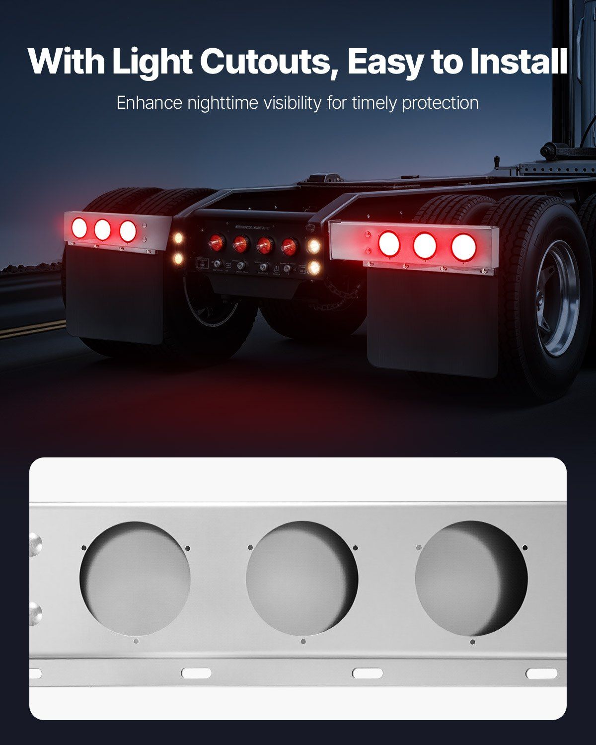 Stainless Steel Mud Flap Hangers with Light Cutouts, 2-1/2