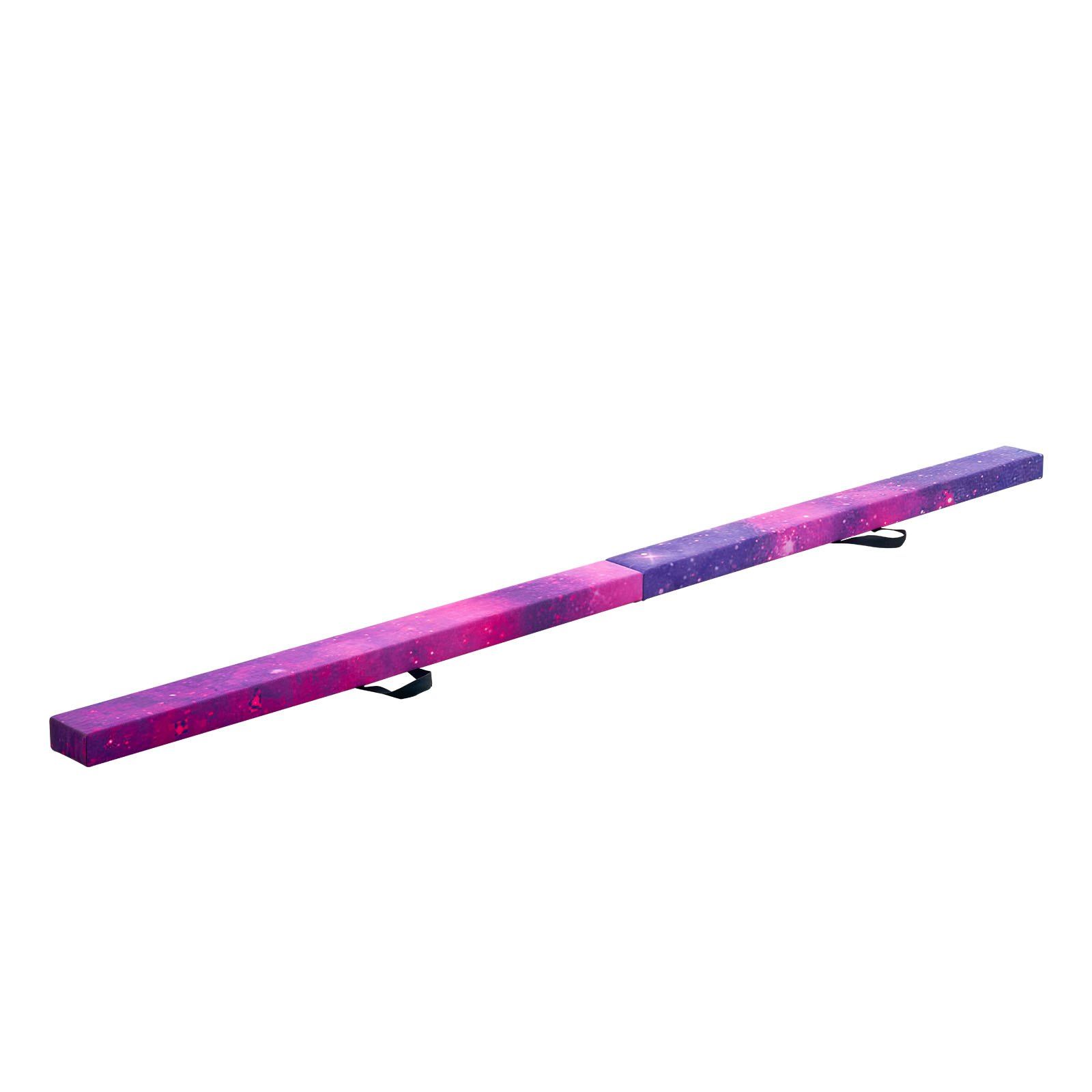 8FT Folding Balance Beam for Kids, 136.1KG Stable Support Gymnastics Floor Beam with Non-Slip Mat, Wood-Core Gymnastics Training Equipment with Anti-Slip Bottom & Carry Bag for Home Gym, Galaxy - Image 1