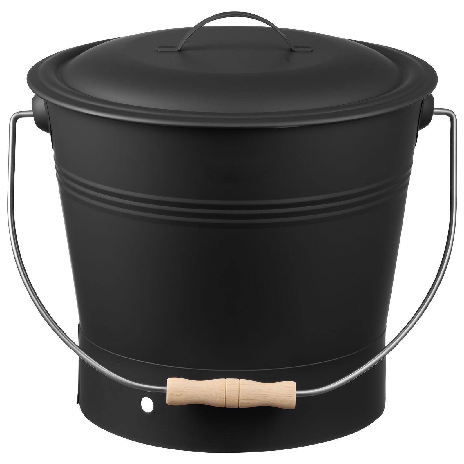 Ash Bucket, 4 PCS with Lid, Shovel, Broom and Gloves, Metal Fireplace Charcoal Bucket and Ash Can, 9.8L Large Capacity for Fireplace, Fire Pits, Wood Burning Stoves, Indoor and Outdoor - Image 1