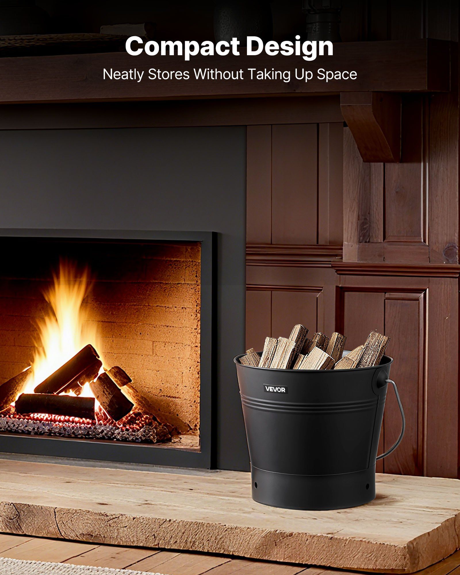 Ash Bucket, 4 PCS with Lid, Shovel, Broom and Gloves, Metal Fireplace Charcoal Bucket and Ash Can, 9.8L Large Capacity for Fireplace, Fire Pits, Wood Burning Stoves, Indoor and Outdoor - Image 6
