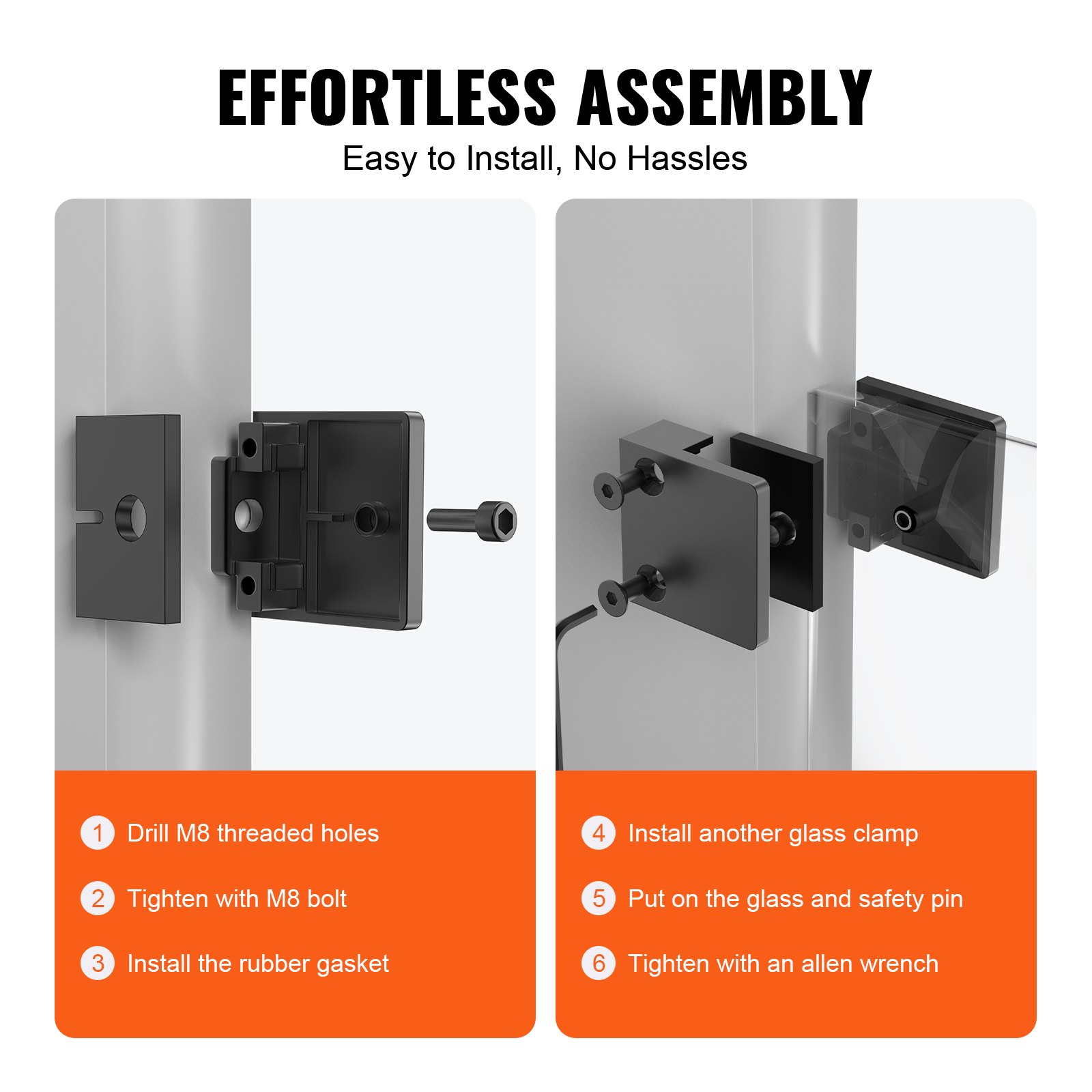 Glass Clamp, 40 PCS Square Glass Railing Bracket for 0.31 