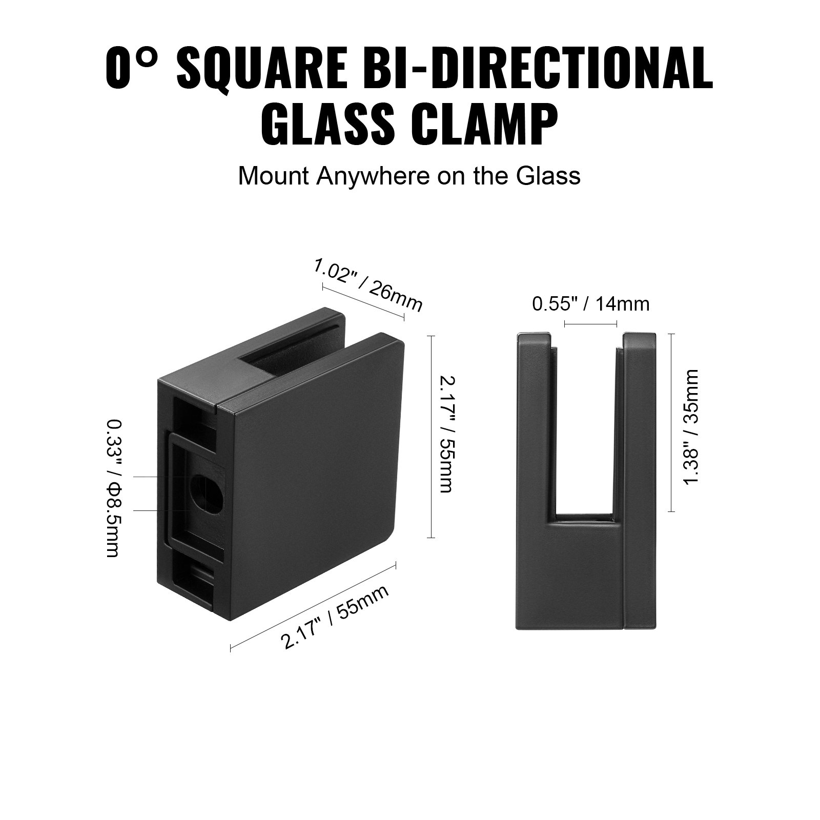 Glass Clamp, 40 PCS Square Glass Railing Bracket for 0.31 