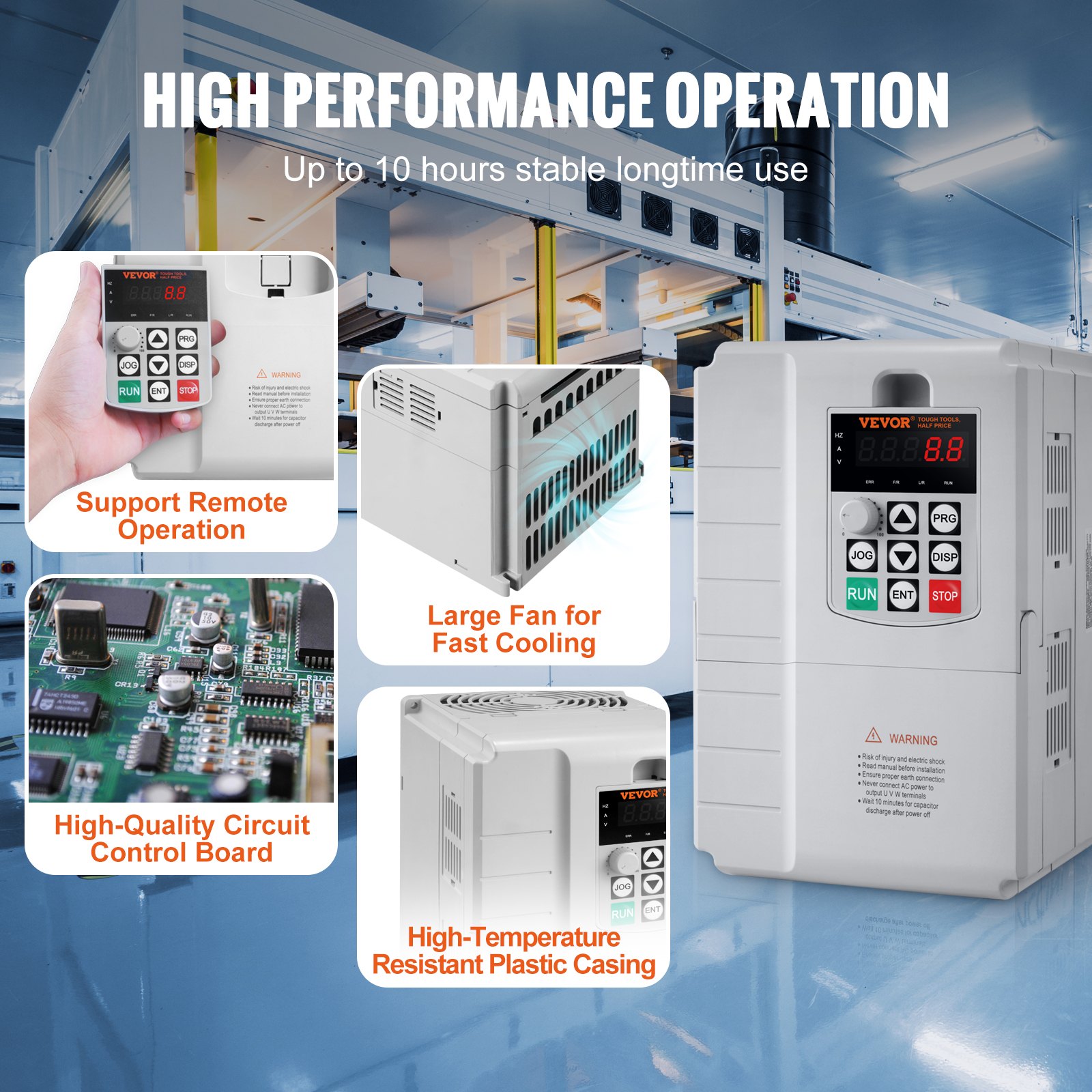 VFD 10HP, 7.5KW, 34A, 1 Phase 220V-240V Input to 3 Phase 220V-240V Output Variable Frequency Drive, 0-400Hz VFD for AC Motor Speed Control - Image 5