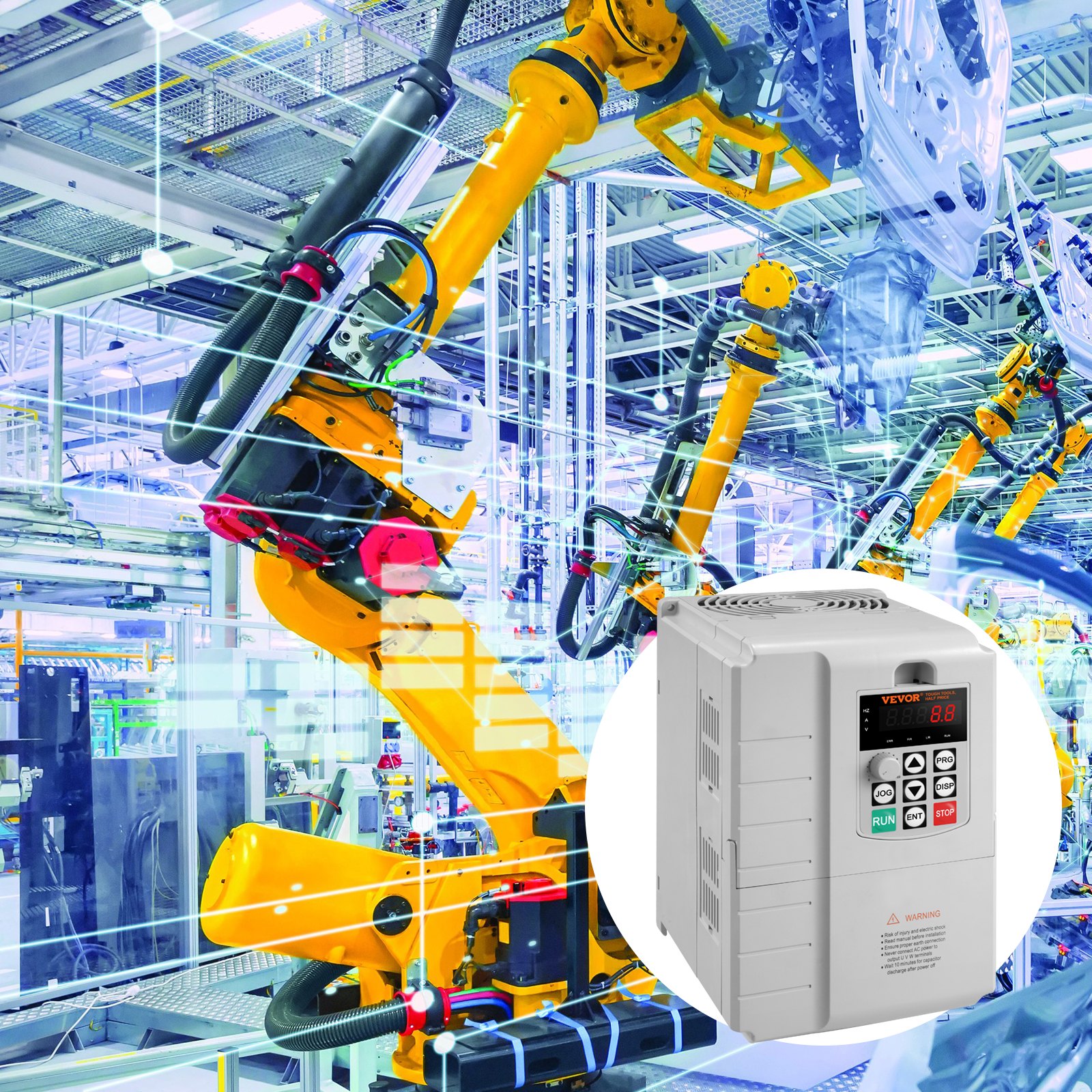 VFD 10HP, 7.5KW, 34A, 1 Phase 220V-240V Input to 3 Phase 220V-240V Output Variable Frequency Drive, 0-400Hz VFD for AC Motor Speed Control - Image 8