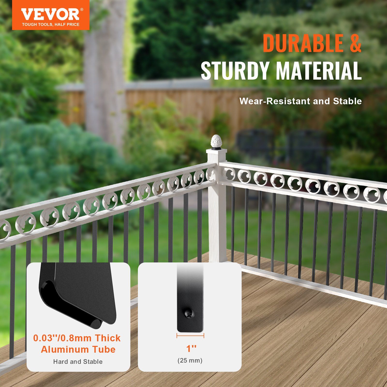 Staircase Metal Balusters, 38'' x 1'' Flat Aluminum Alloy Decorative Banister Spindles, 72 Pack Deck Baluster with Screws, Classic Hollow Deck Railing Satin Black Powder Coated for Porch - Image 2