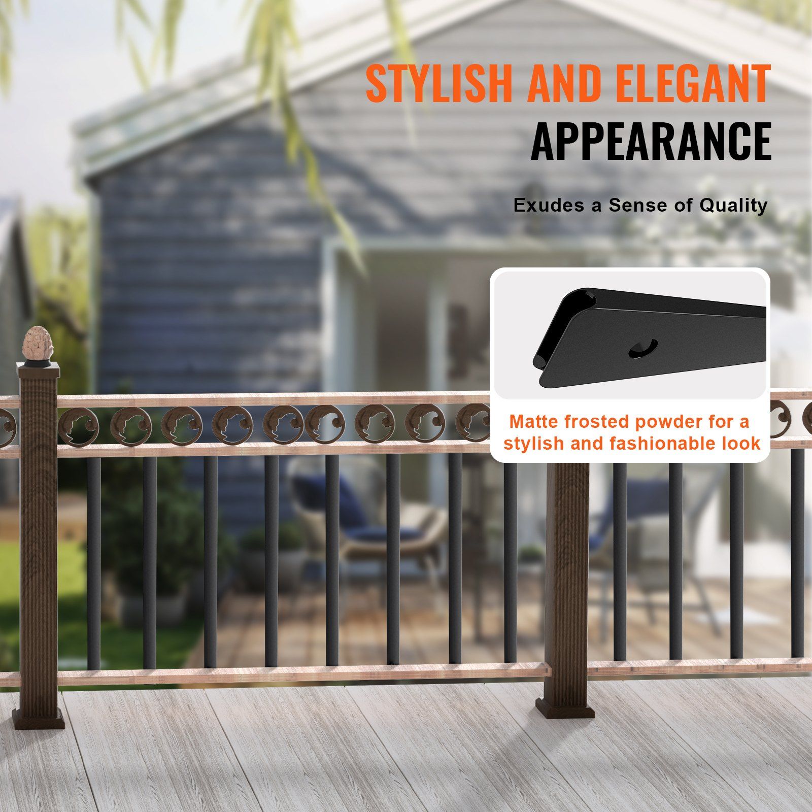 Staircase Metal Balusters, 38'' x 1'' Flat Aluminum Alloy Decorative Banister Spindles, 72 Pack Deck Baluster with Screws, Classic Hollow Deck Railing Satin Black Powder Coated for Porch - Image 4