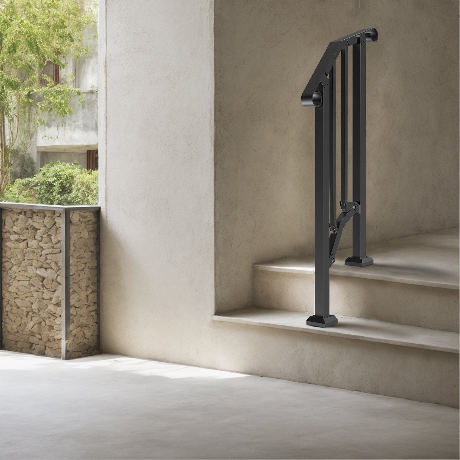 Handrails for Outdoor Steps, 1-2 Step Stair Hand Rail Kit, Transitional Carbon Steel Railings with Installation Kit, Stair Rails for Seniors, Concrete Steps & Porch & Deck, Black Retro Arch - Image 8