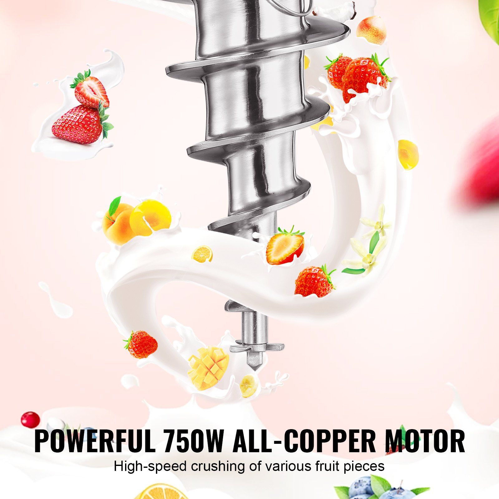 Ice Cream Blender, 750W High-Speed Ice Cream Maker Mixer Stir Machine 1740RPM, 304 Stainless Steel Ice Cream Shaker, Long Handle + PC Protective Shield, Customizable with any Flavor of Ice Cream - Image 3