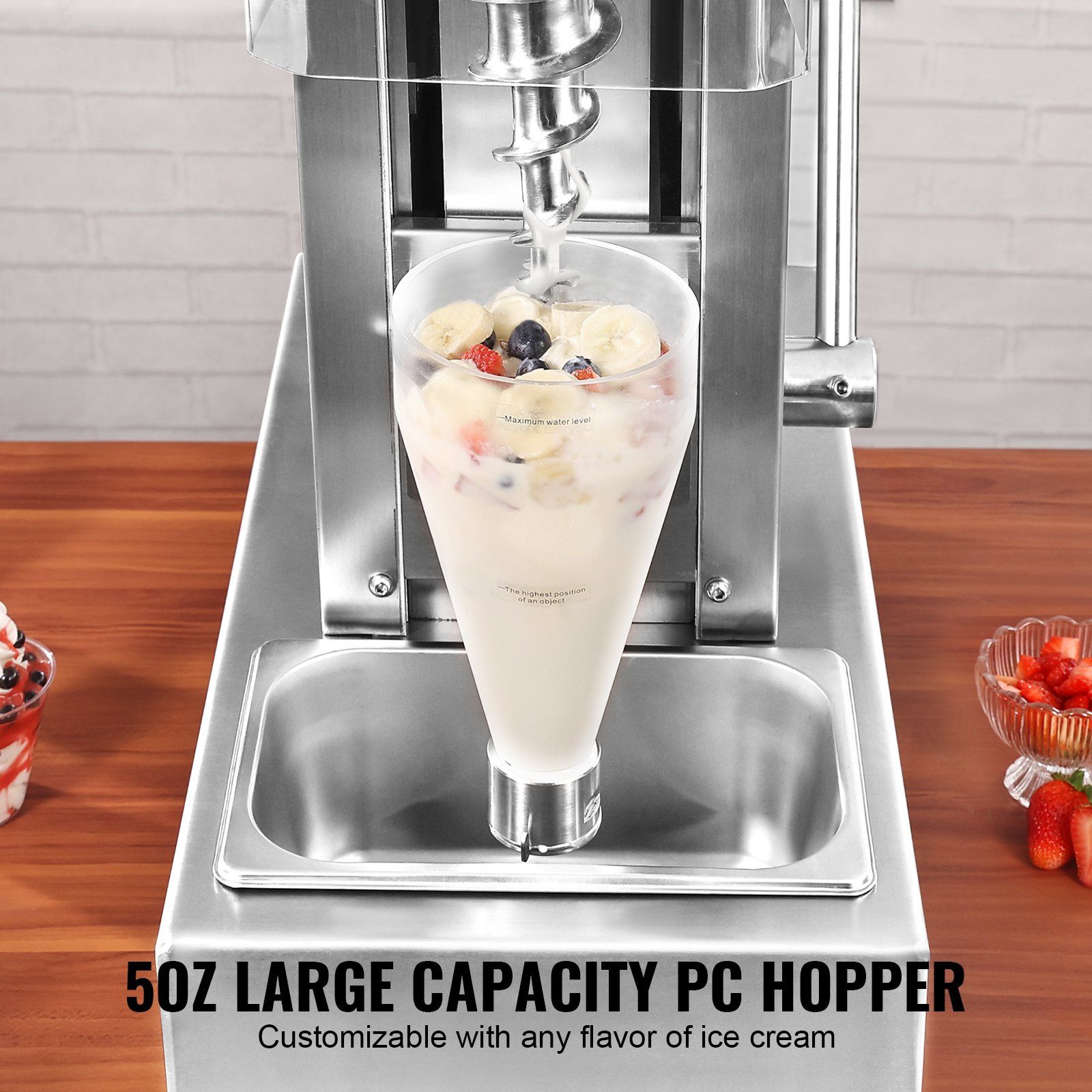 Ice Cream Blender, 750W High-Speed Ice Cream Maker Mixer Stir Machine 1740RPM, 304 Stainless Steel Ice Cream Shaker, Long Handle + PC Protective Shield, Customizable with any Flavor of Ice Cream - Image 4