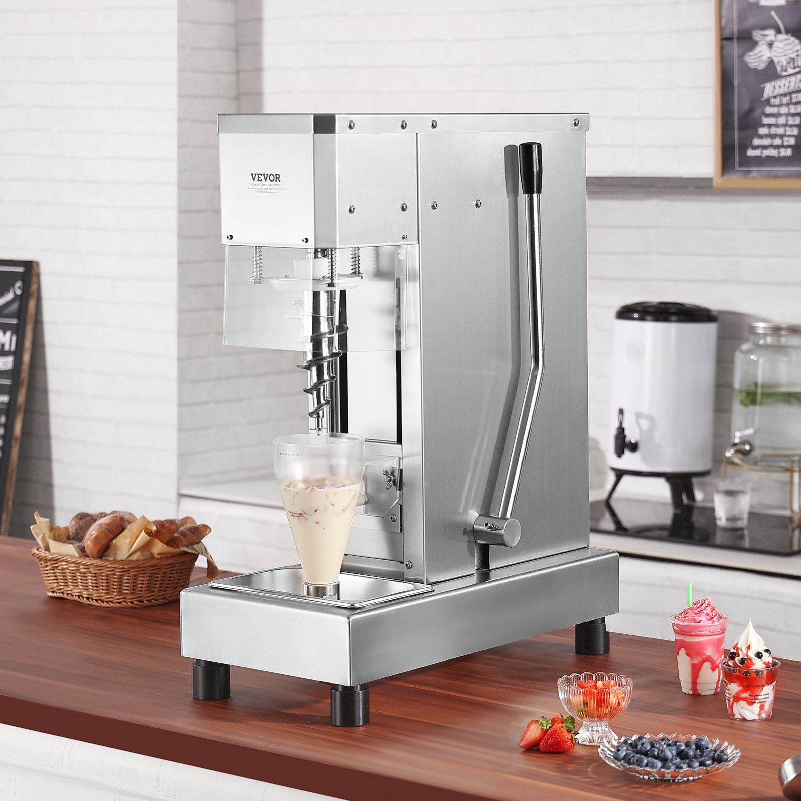 Ice Cream Blender, 750W High-Speed Ice Cream Maker Mixer Stir Machine 1740RPM, 304 Stainless Steel Ice Cream Shaker, Long Handle + PC Protective Shield, Customizable with any Flavor of Ice Cream - Image 8