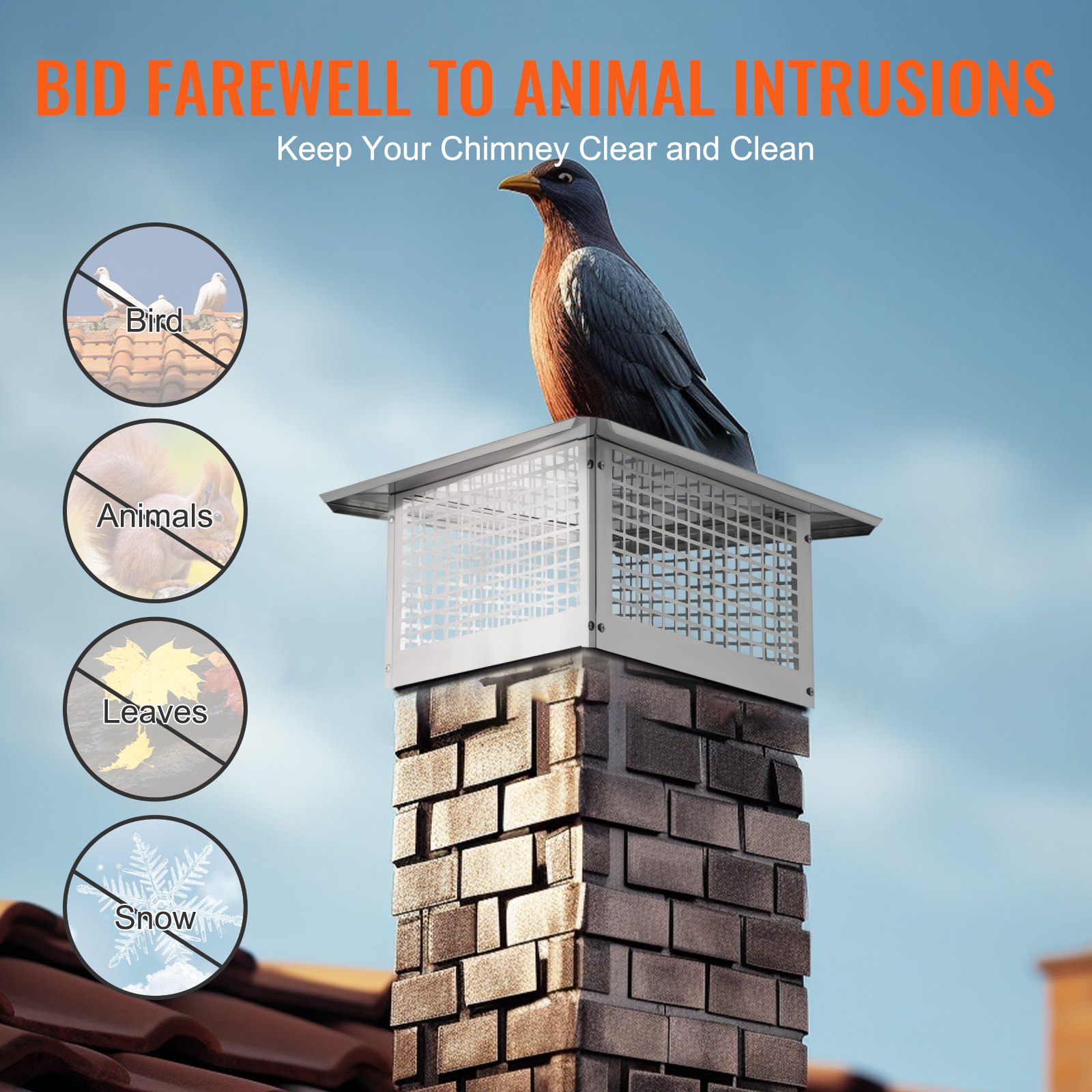 Chimney Cap 17” x 17” 304Stainless Steel Fireplace Flue Caps Cover Mesh - Image 5