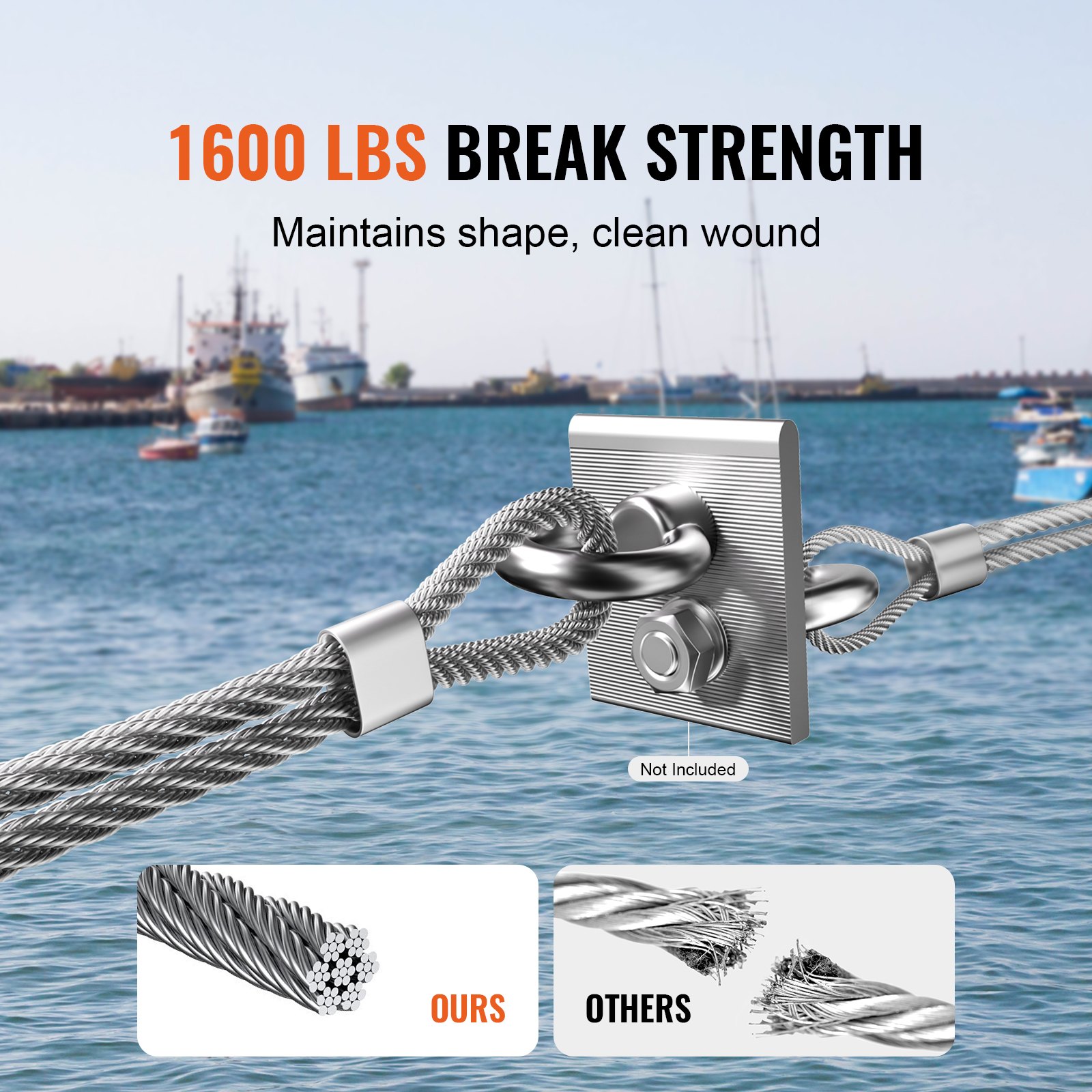 Wire Rope Kit, 3.18 mm 305 m 316 Stainless Steel Cable with Cutter and Gloves, 7.1KN Breaking Strength, 7x7 Strands Construction Marine Aircraft Grade for Handrail Stair Decking Fence Outdoors - Image 4