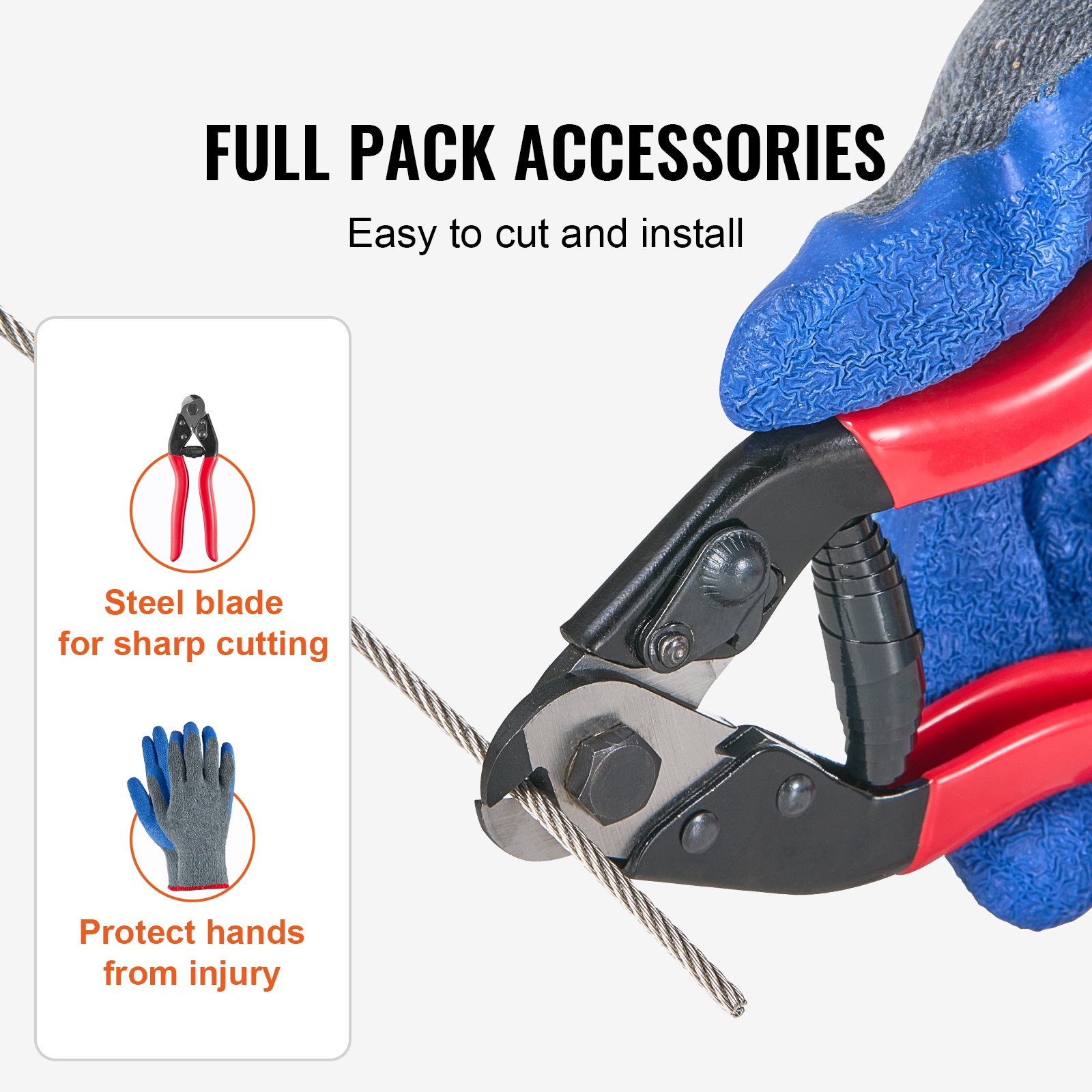 Wire Rope Kit, 3.18 mm 305 m 316 Stainless Steel Cable with Cutter and Gloves, 7.1KN Breaking Strength, 7x7 Strands Construction Marine Aircraft Grade for Handrail Stair Decking Fence Outdoors - Image 6