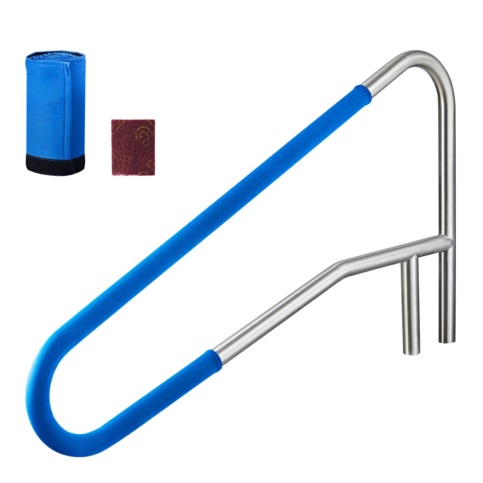 Pool Rail, 137.1 x 81.3 cm Pool Handrail, 100kg Load Capacity Heavy Duty 304 Stainless Steel Swimming Handrail, Detachable Nonslip Sleeve, Recessed or Base Mount, for Poolside, Water Parks - Image 1