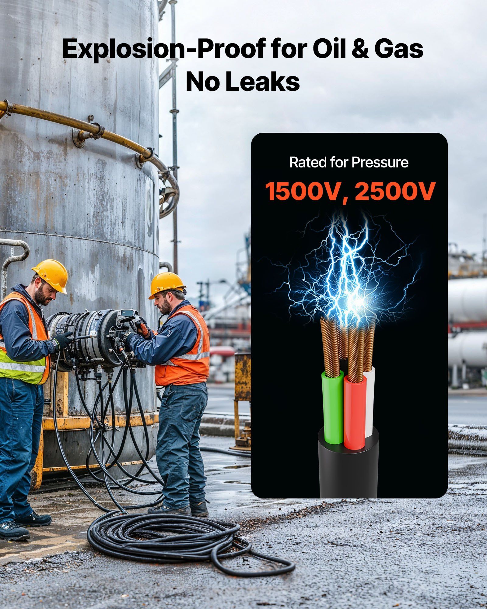 7.62 m 6AWG Portable Power Cable (4 Conductor), Heavy Duty 600V SOOW Electrical Power Cable, Industrial Grade Electric Wire, Premium CPE Rubber Jacket, Copper Extension Cord for Welder Machine - Image 5