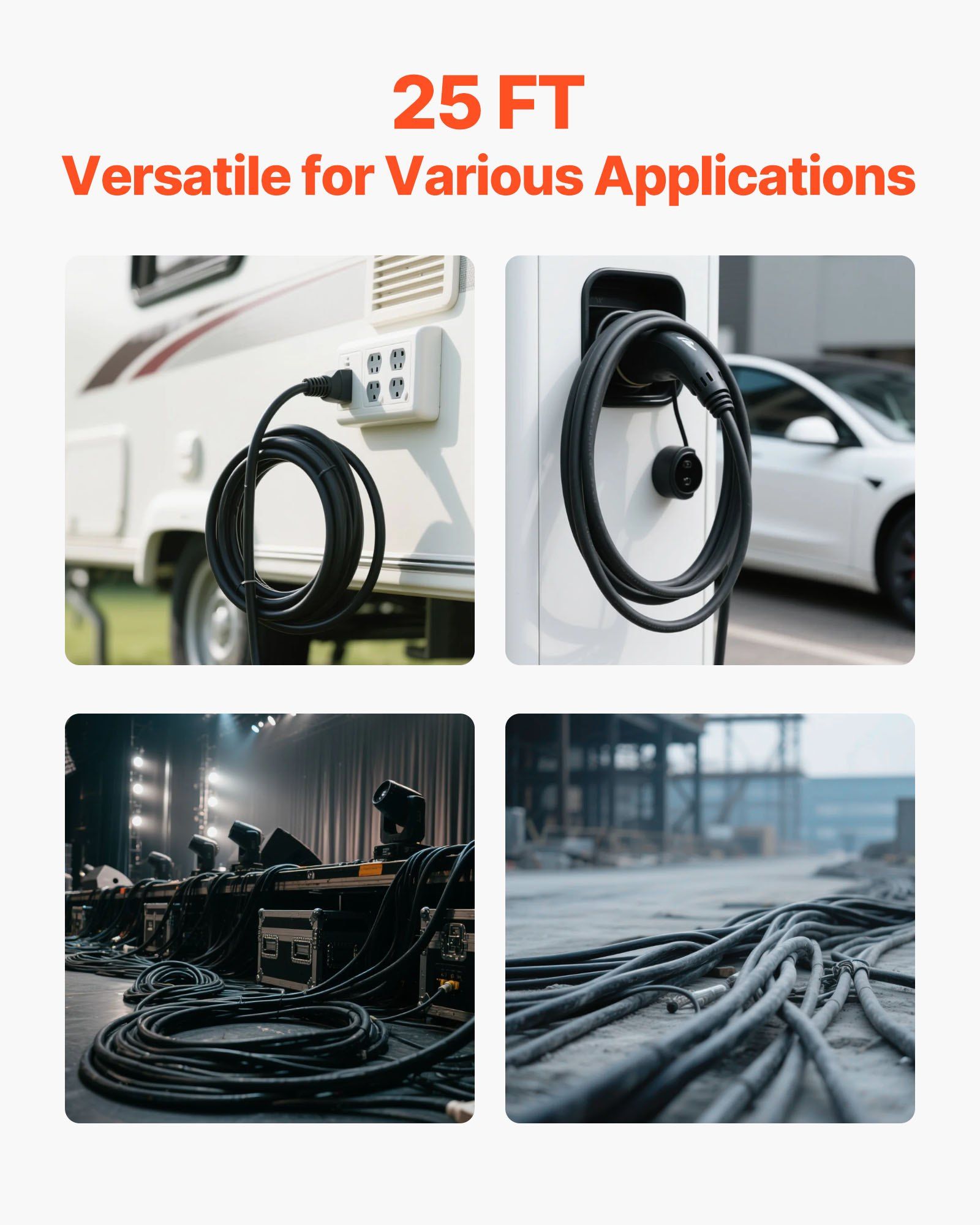 7.62 m 6AWG Portable Power Cable (4 Conductor), Heavy Duty 600V SOOW Electrical Power Cable, Industrial Grade Electric Wire, Premium CPE Rubber Jacket, Copper Extension Cord for Welder Machine - Image 6