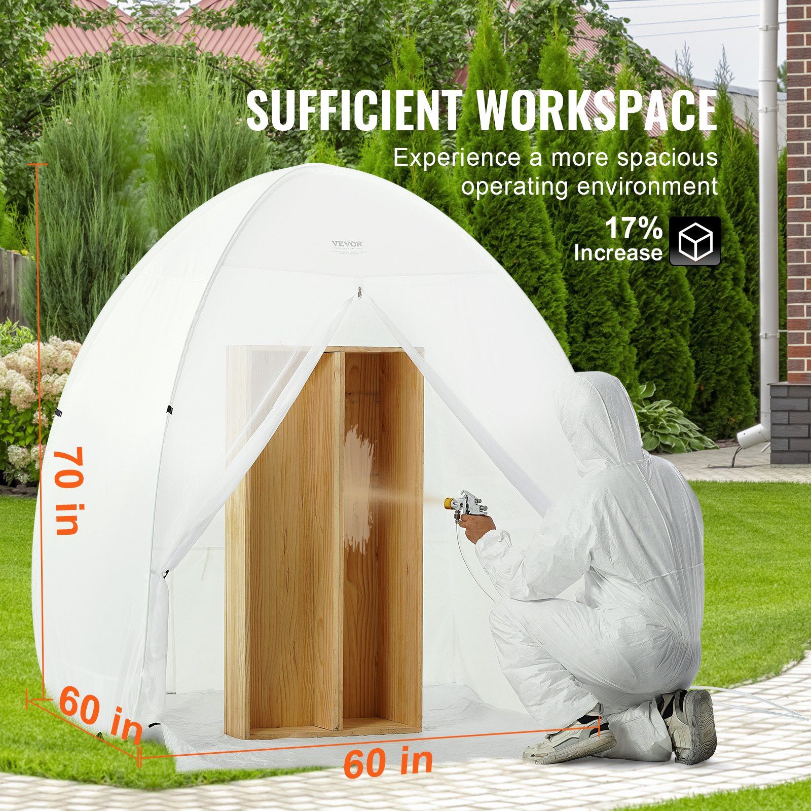 Spray Paint Shelter, 60 x 60 x 70 in Pop-Up Portable Spray Paint Tent with Built-In Floor, Exhaust Window and Storage Bag, Foldable Paint Booth for Furniture, DIY Hobby Tool Painting Station - Image 3