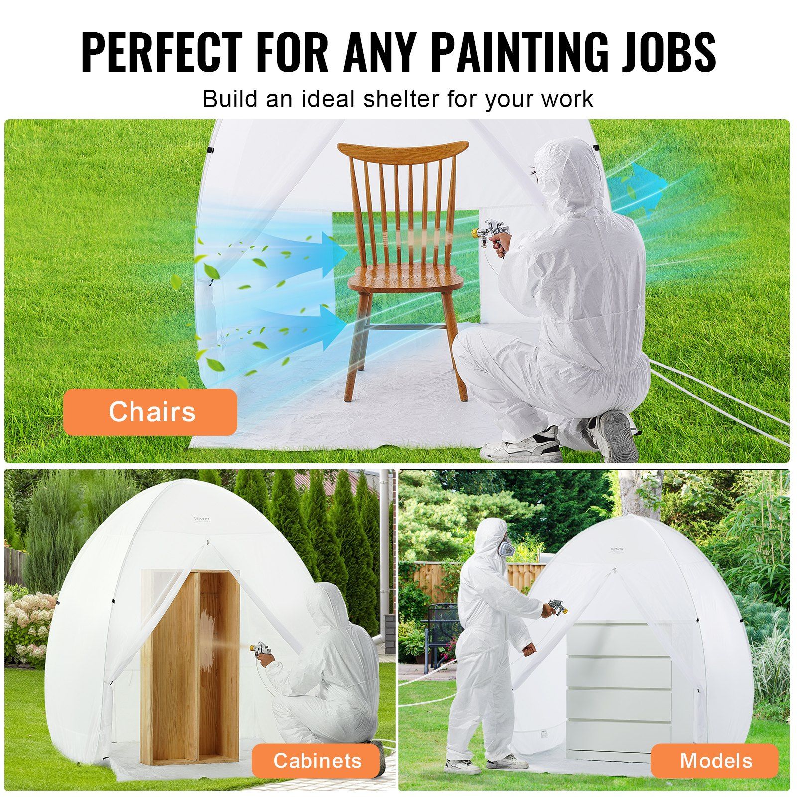 Spray Paint Shelter, 60 x 60 x 70 in Pop-Up Portable Spray Paint Tent with Built-In Floor, Exhaust Window and Storage Bag, Foldable Paint Booth for Furniture, DIY Hobby Tool Painting Station - Image 6