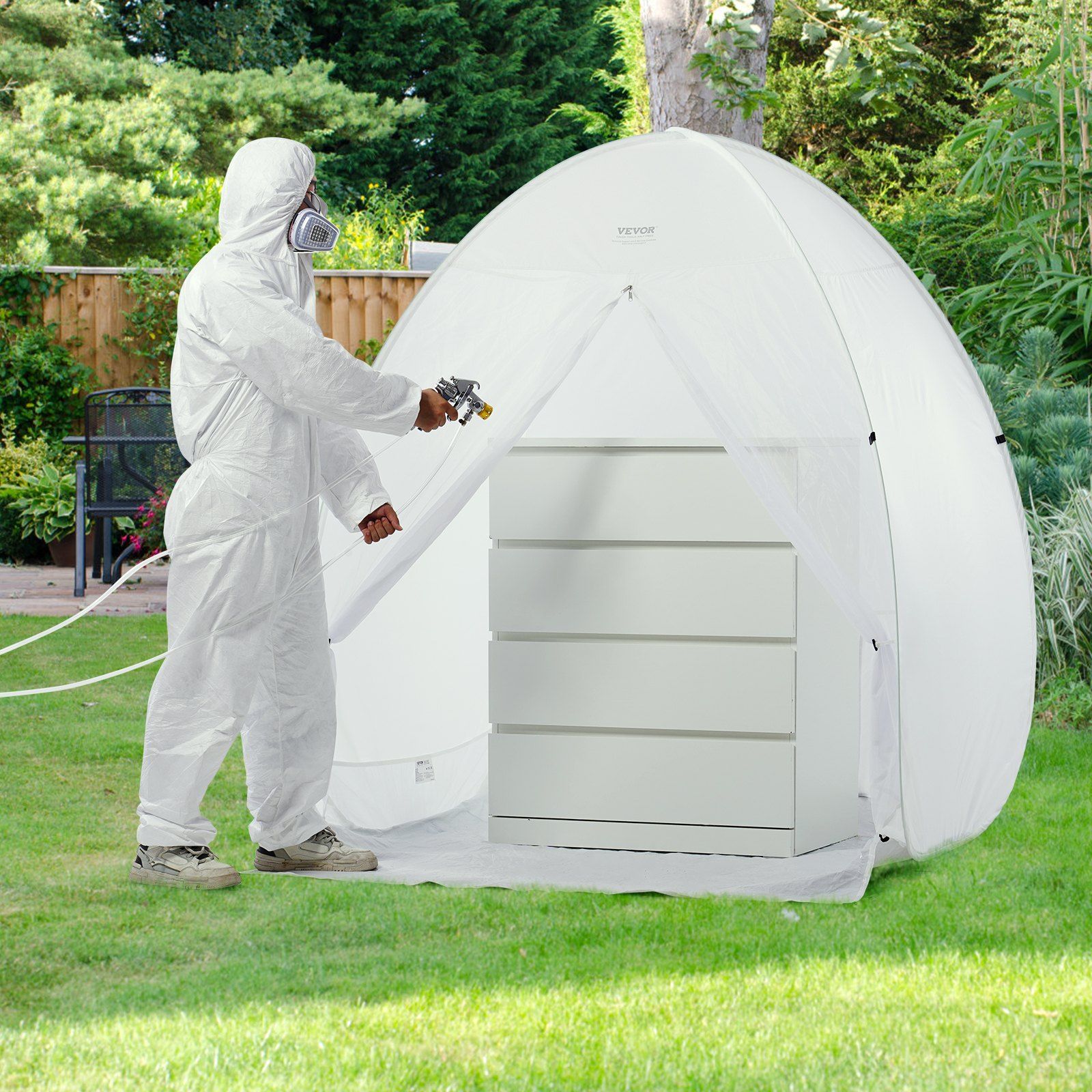Spray Paint Shelter, 60 x 60 x 70 in Pop-Up Portable Spray Paint Tent with Built-In Floor, Exhaust Window and Storage Bag, Foldable Paint Booth for Furniture, DIY Hobby Tool Painting Station - Image 8