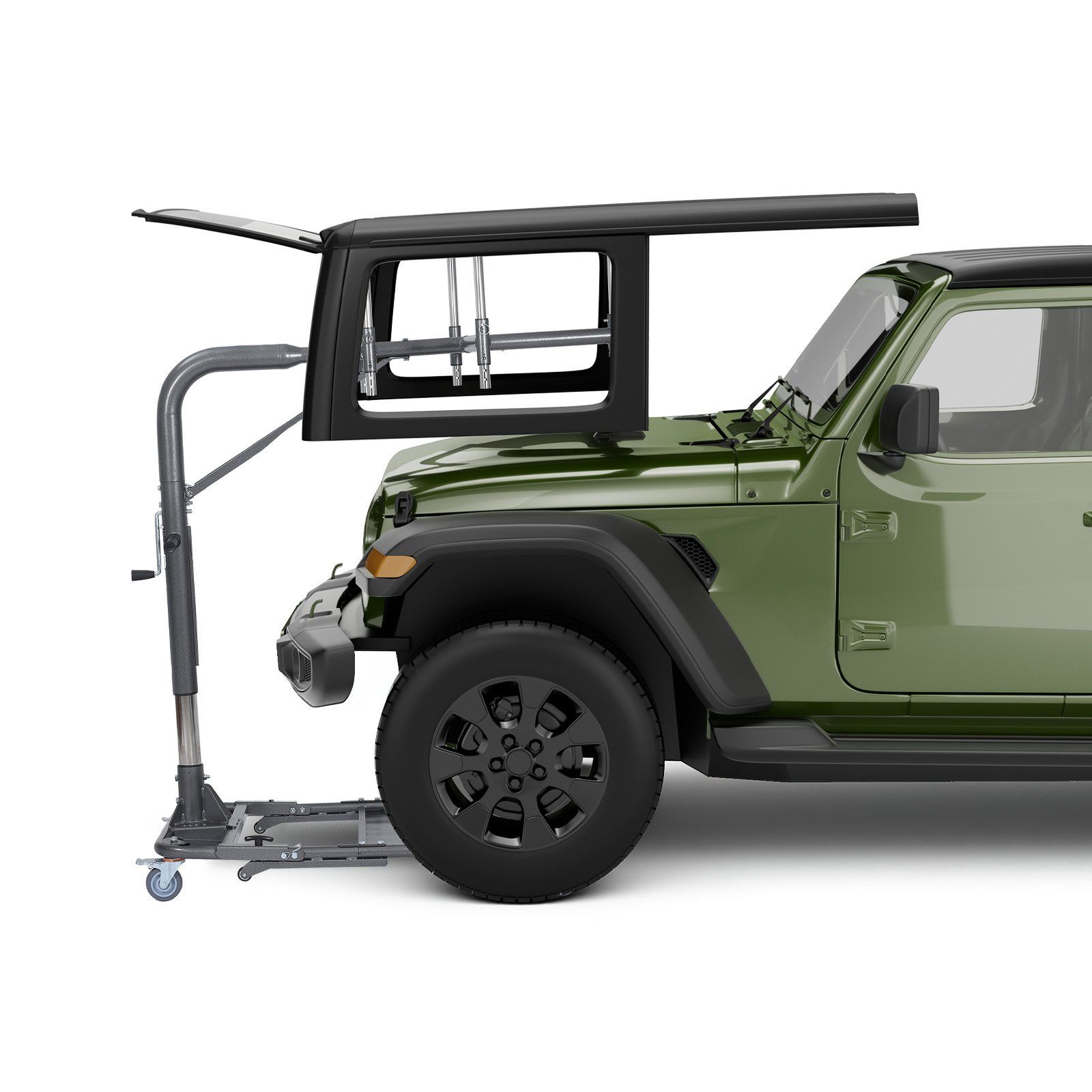 Hard Top Remover Lift, 99.79 kg, Foldable Jeep Hardtop Removal and Storage System, Easy One-Person Operation, Adjustable Height, for Jeep Wrangler YJ, TJ, JK, JL, 4XE, Ford Bronco 4 Door &6 Gen+ - Image 1