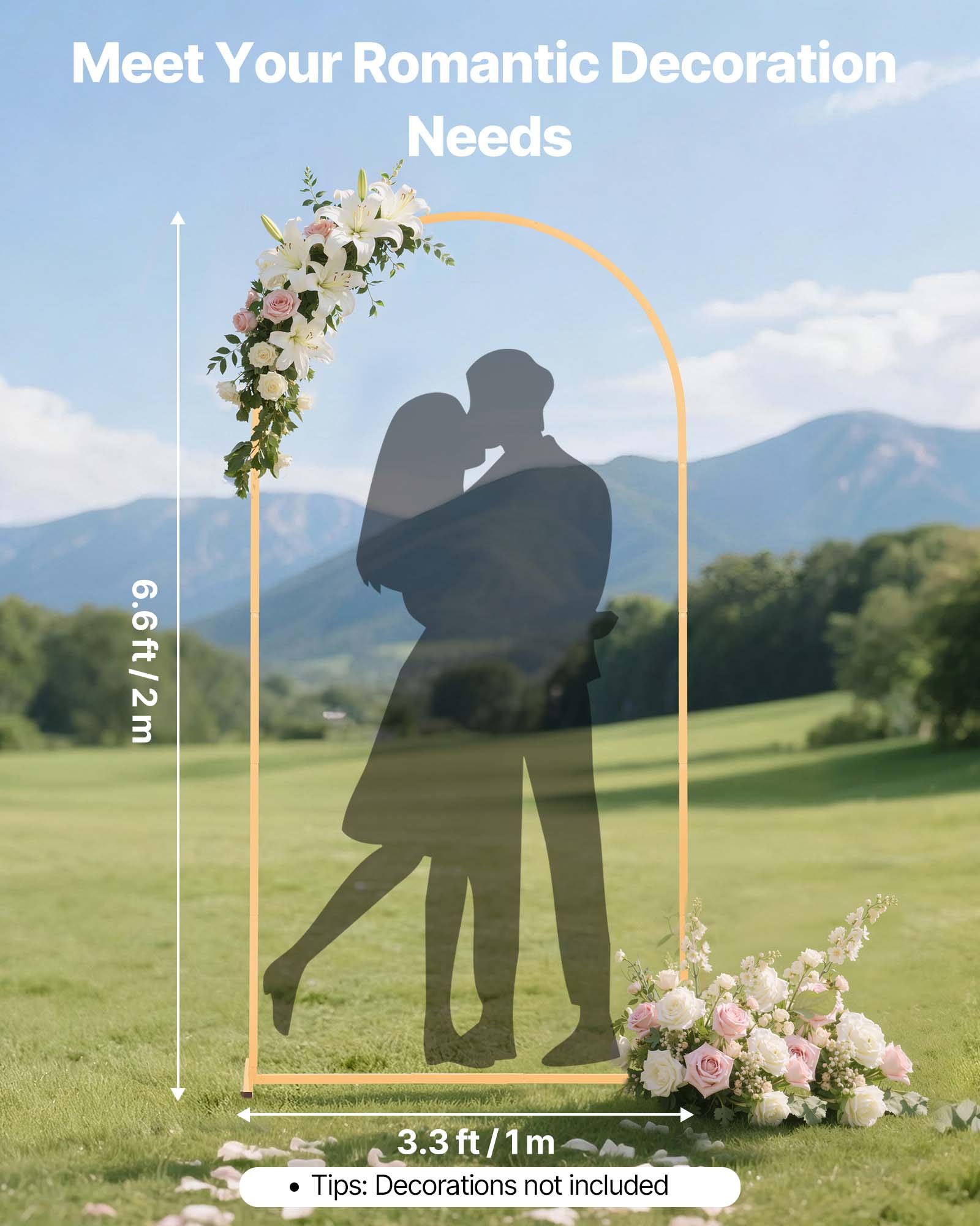Arch Backdrop Stand, 2 x 1 m, Stable Structure, Easy Assembly, 1 Set Gold Metal Arch Backdrop Stand for Wedding, Birthday Party, Graduation, Holiday Celebration, and Ceremony Decoration - Image 2