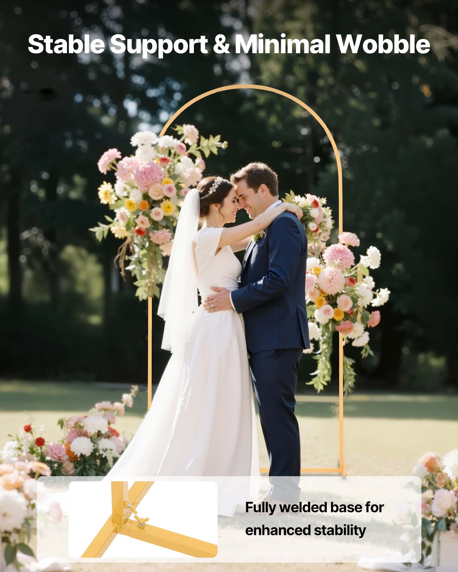 Arch Backdrop Stand, 2 x 1 m, Stable Structure, Easy Assembly, 1 Set Gold Metal Arch Backdrop Stand for Wedding, Birthday Party, Graduation, Holiday Celebration, and Ceremony Decoration - Image 4