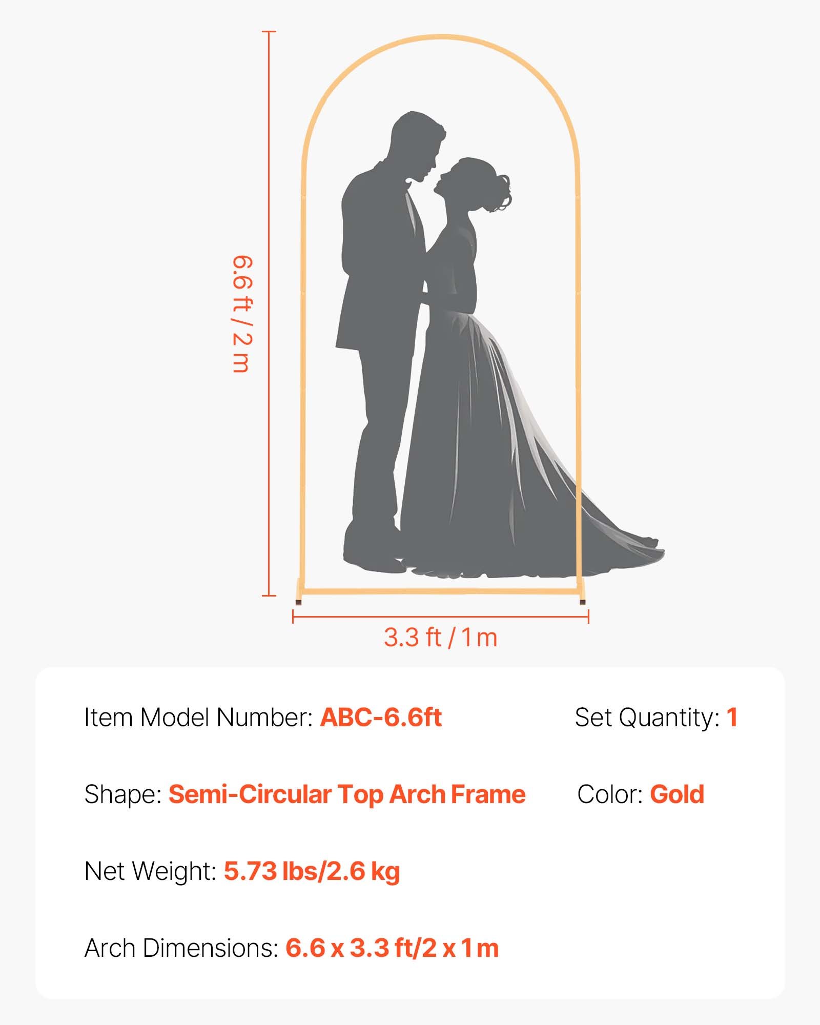 Arch Backdrop Stand, 2 x 1 m, Stable Structure, Easy Assembly, 1 Set Gold Metal Arch Backdrop Stand for Wedding, Birthday Party, Graduation, Holiday Celebration, and Ceremony Decoration - Image 7