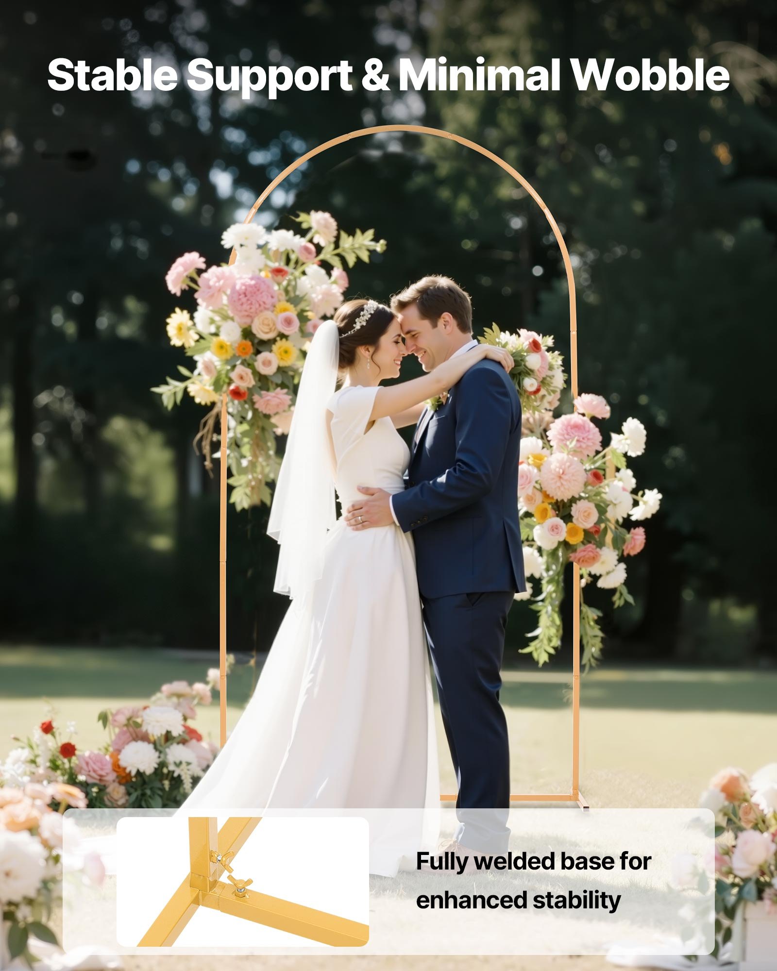 Arch Backdrop Stand, 2.2 x 1.2 m, Stable Structure, Easy Assembly, 1 Set Gold Metal Arch Backdrop Stand for Wedding, Birthday Party, Graduation, Holiday Celebration, and Ceremony Decoration - Image 4