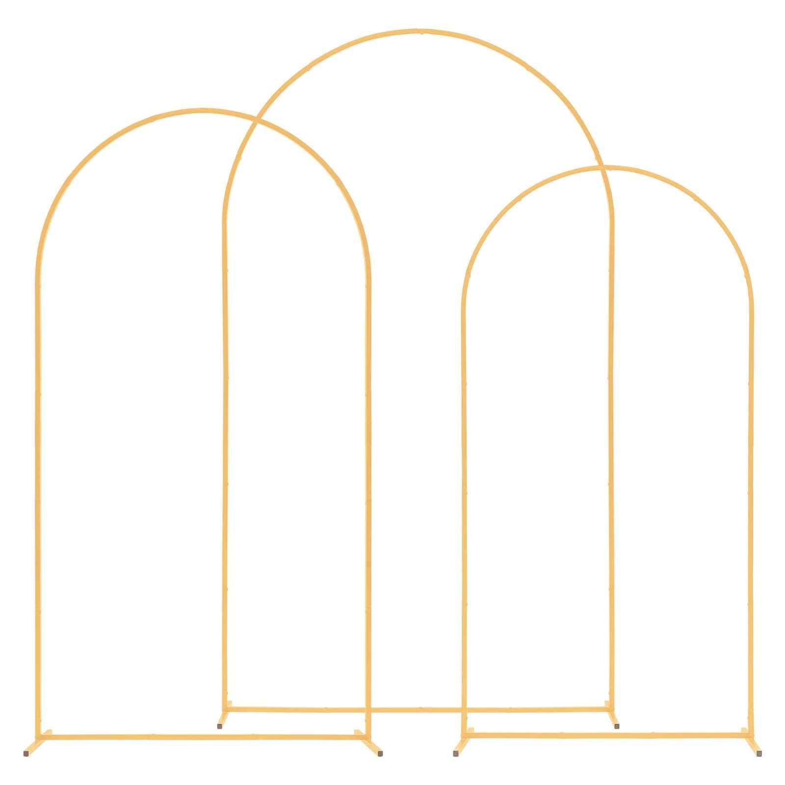 Arch Backdrop Stand, Set of 3, 2.4/2.2/2 m, Stable Structure, Easy Assembly, Gold Metal Arch Backdrop Stand for Wedding, Birthday Party, Graduation, Holiday Celebration, and Ceremony Decoration - Image 1
