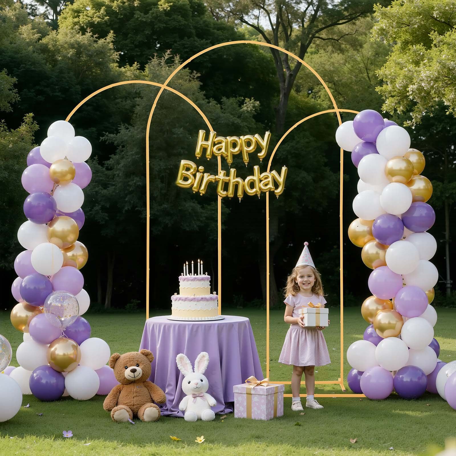 Arch Backdrop Stand, Set of 3, 2.4/2.2/2 m, Stable Structure, Easy Assembly, Gold Metal Arch Backdrop Stand for Wedding, Birthday Party, Graduation, Holiday Celebration, and Ceremony Decoration - Image 8