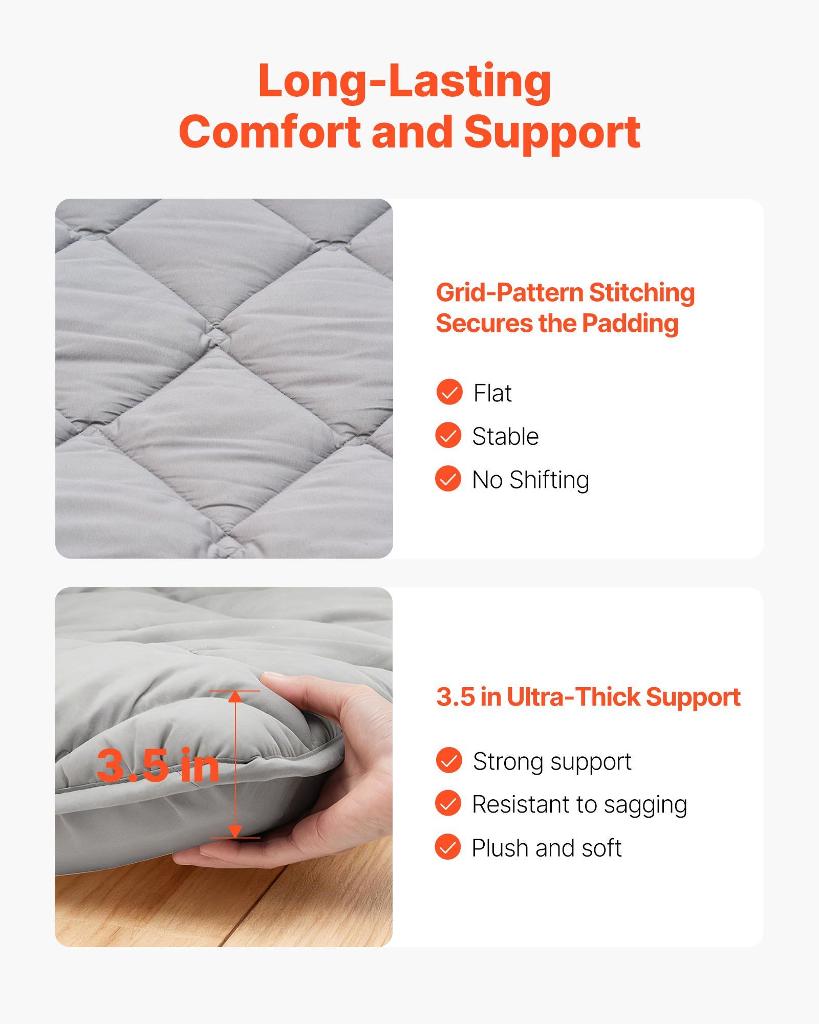 Japanese Tatami Mat, Full Size Foldable Japanese Tatami Mattress, Futon Mattress with Storage Bag & Fastener, 9-Layer Floor Mat for Sleeping, Dorm, Meditation, Yoga, 2032 x 1372 x 89 mm, Gray - Image 5