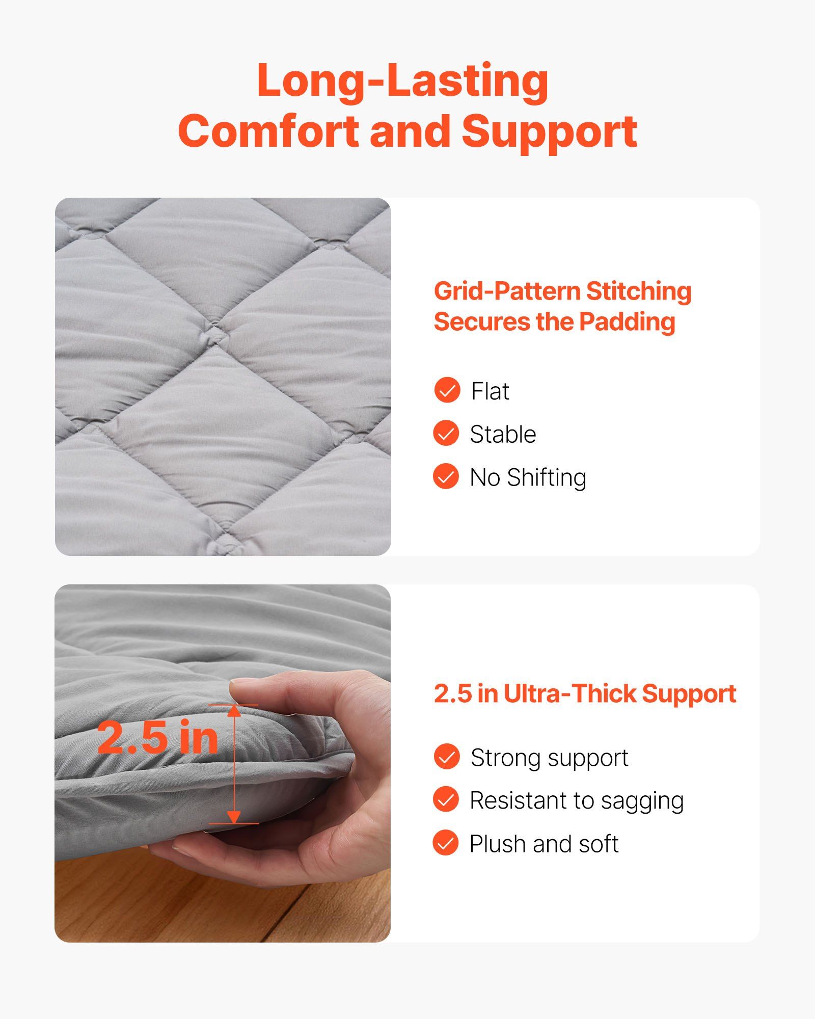Japanese Tatami Mat, Queen Size Foldable Japanese Tatami Mattress, Futon Mattress with Storage Bag & Fastener, 9-Layer Floor Mat for Sleeping, Dorm, Meditation, Yoga, 2032 x 1524 x 63.5 mm, Gray - Image 5