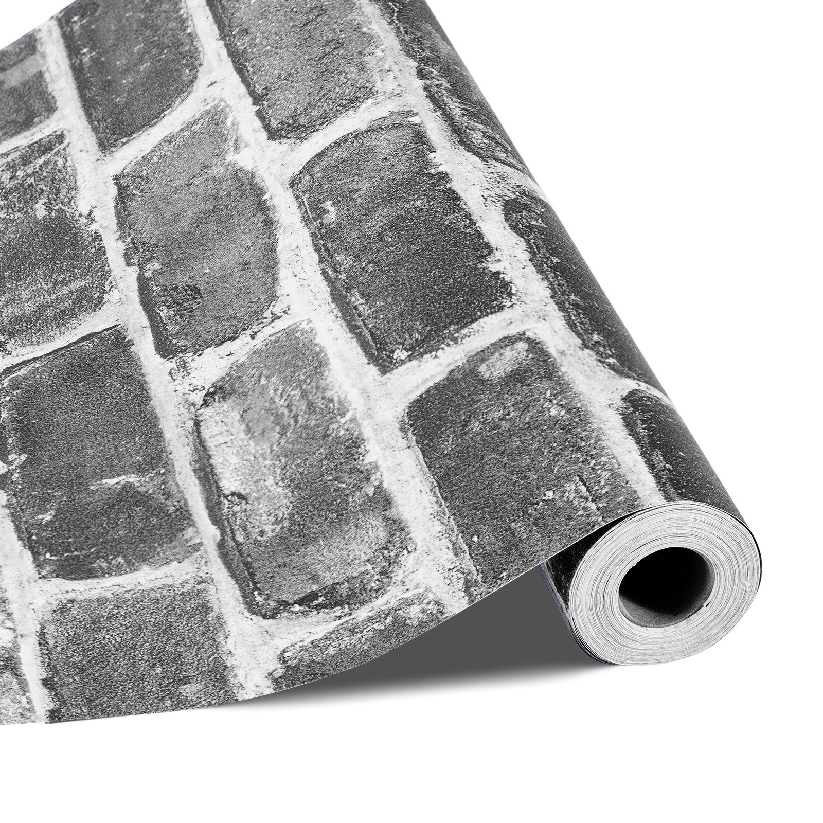 Peel and Stick Wallpaper, 45cm x 10m Contact Paper Gray Brick Waterpoof Self Adhesive, Easy to Clean & Peel Wall Decorative Vinyl Roll for Bedroom Kitchen Office Bathroom Desk - Image 1
