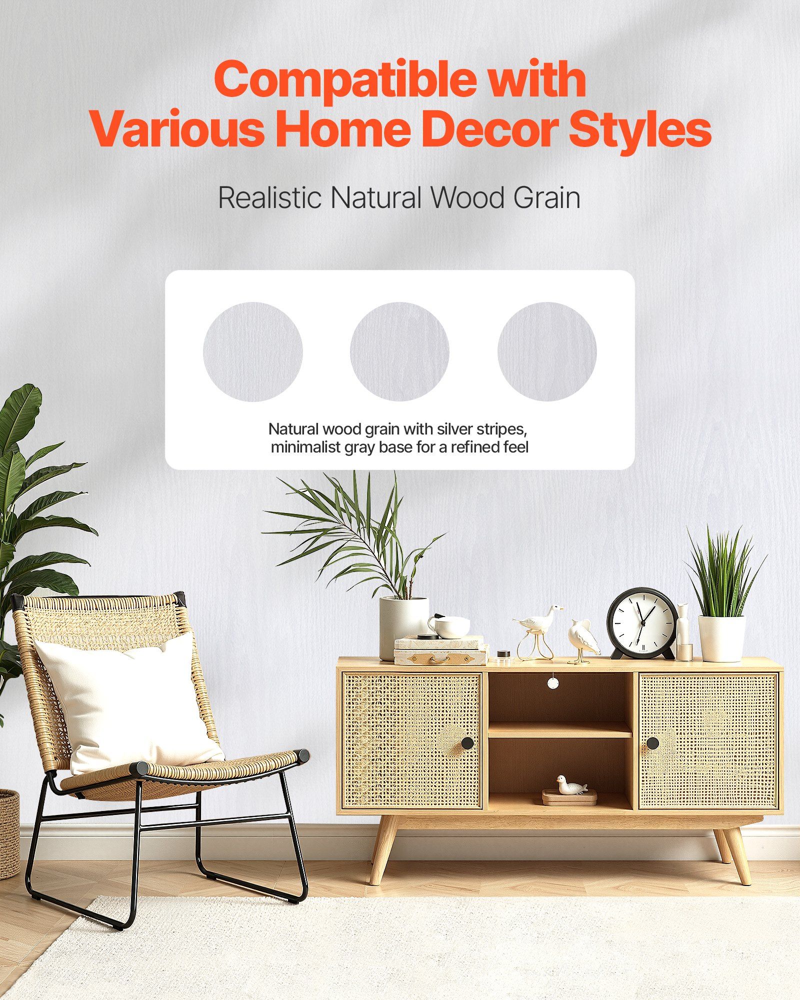 Peel and Stick Wallpaper, 45cm x 10m Contact Paper White Wood Grain Waterpoof Self Adhesive, Easy to Clean & Peel Wall Decorative Vinyl Roll for Bedroom Kitchen Office Bathroom Desk - Image 2