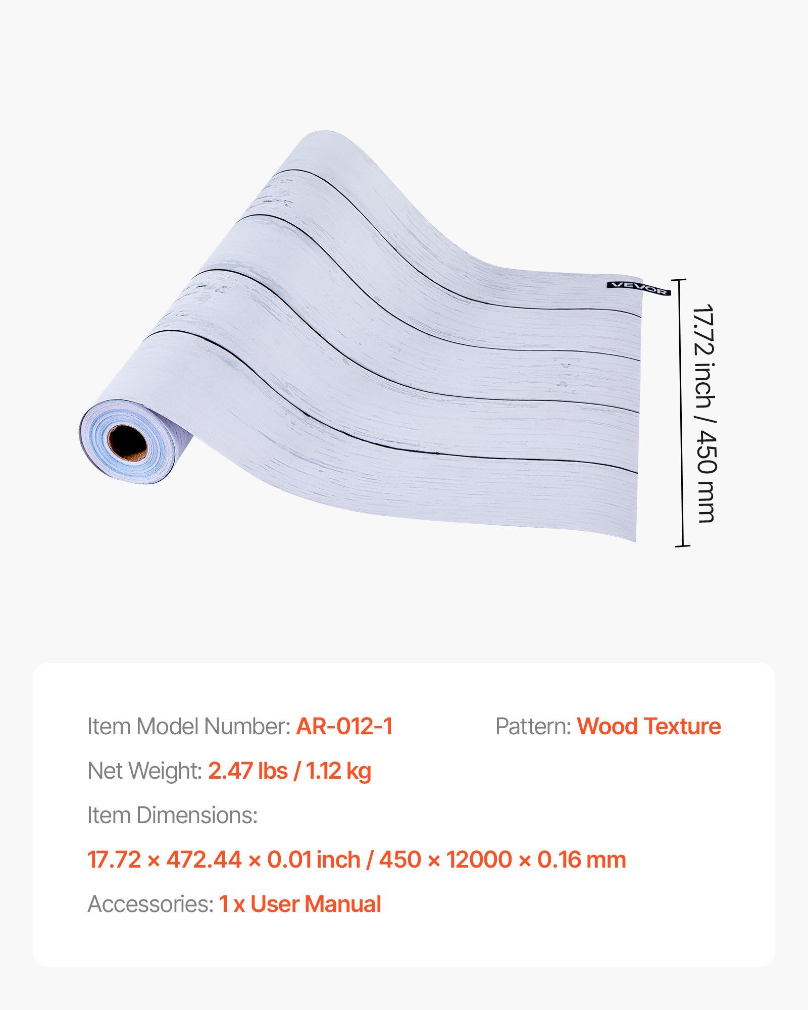 Peel and Stick Wallpaper, 45cm x 12m Contact Paper White Wood Textured Waterpoof Self Adhesive, Easy to Clean & Peel Wall Decorative Vinyl Roll for Bedroom Kitchen Office Bathroom Desk - Image 7