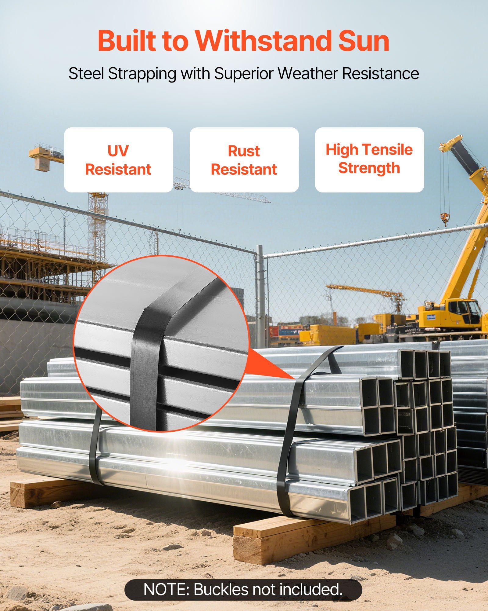 Steel Strapping Coil, 19 mm x 0.55 mm x 91 m, Metal Strapping Banding Roll Withstands Harsh Environment, 775.6 kg Break Strength, Heavy Duty Banding Pallet Strap Coil for Pallet Packing - Image 3