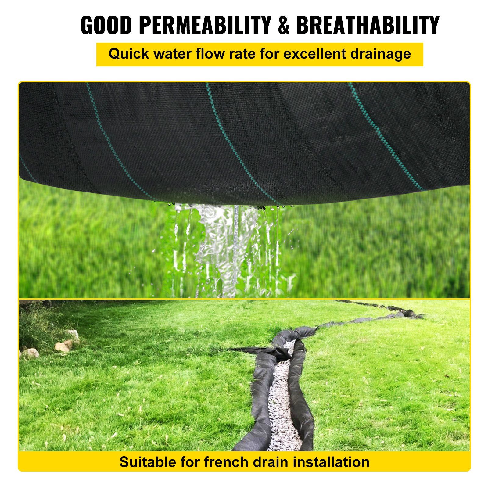 Geotextile Fabric, 3.8 x 15.2 m 3.5oz Woven PP Driveway Drain Cloth with 600lbs Tensile Strength, Heavy Duty Underlayment for Soil Stabilization, Landscaping, Weed Barrier, - Image 4