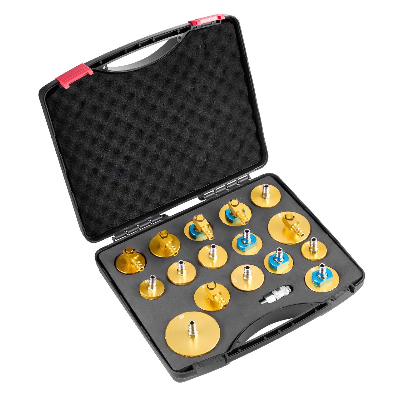 Brake Master Bleeder Kit, 17 Pcs, Professional Brake Bleeder Adapter Set with Complete Kit & Handle, Durable Brake Bleeder Adapter for Brake Fluid Filling Fit for Most New & Old Vehicles - Image 1