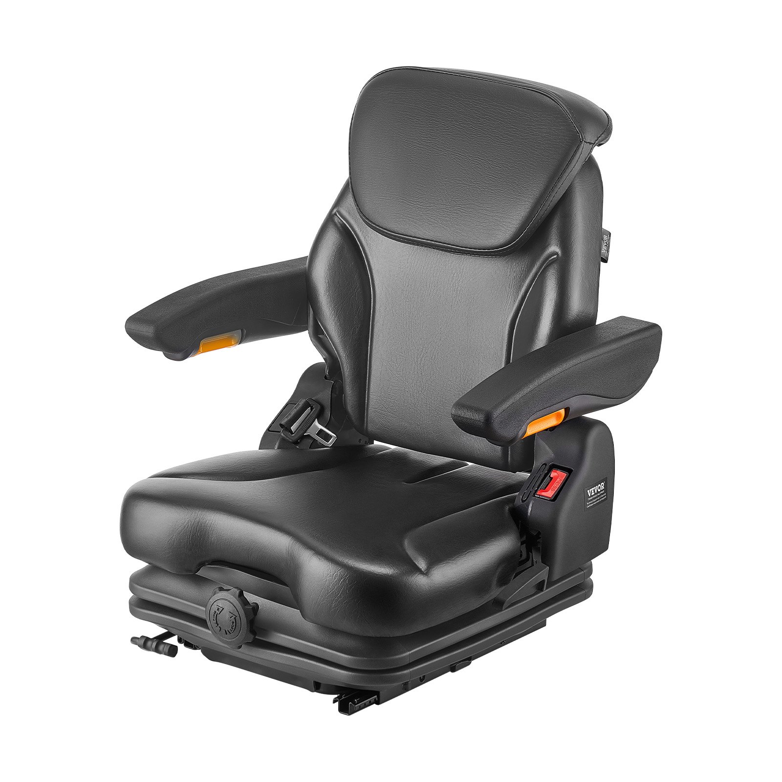 Universal Forklift Seat, Tractor Suspension Seat with Adjustable Back, Armrest, Headrest & Safety Belt, Secure Fold Down Tractor Seat with Micro Switch, Lawnmower Seat for Skid Loader Bulldozer - Image 1