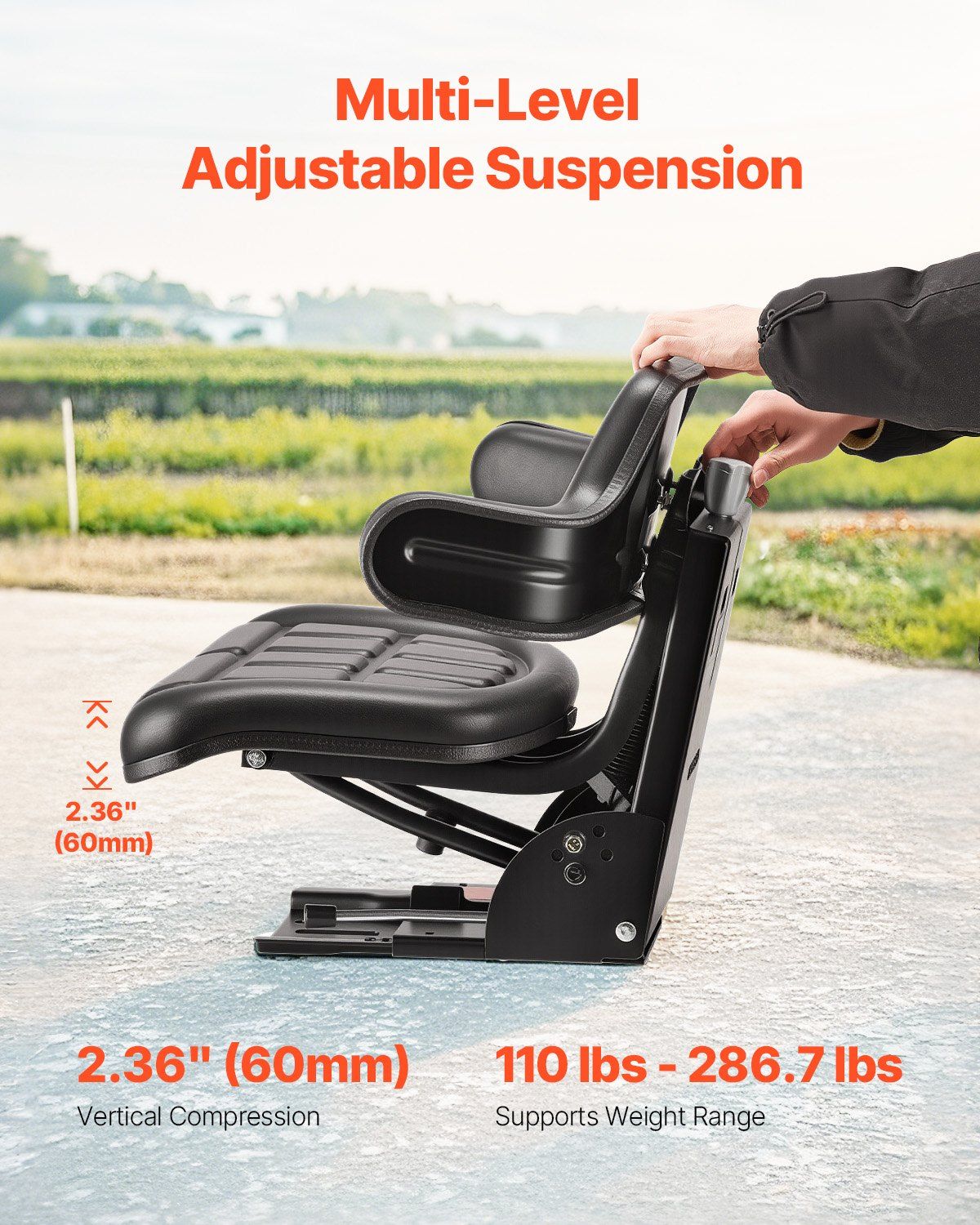 Universal Forklift Seat, Waterproof Tractor Suspension Seat with Adjustable Back, Secure Tractor Seat with Micro Switch, Widely Compatible Seat for Skid Loader Bulldozer - Image 3