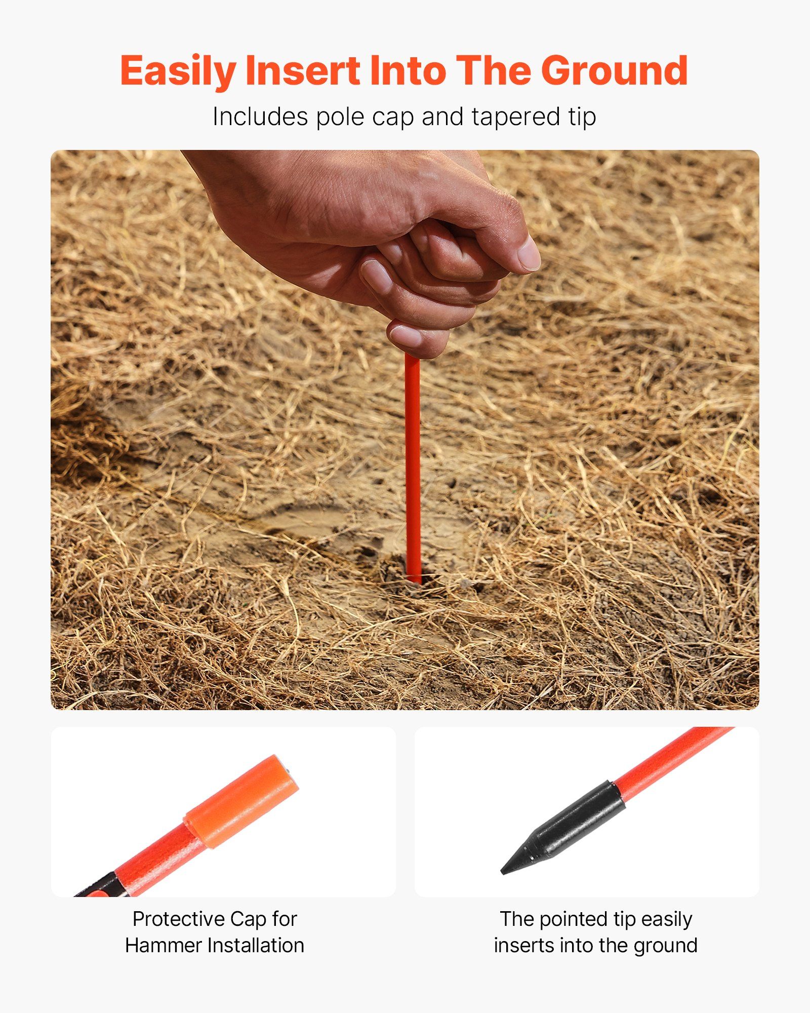 Driveway Markers, 200Pcs 122cm Long 6.35mm Dia, Hi-Visibility Driveway Reflectors with 12 in Steel Drill Bits, Reflective Snow Sticks Fiberglass Pole for Parking Lots, Walkways, Snow Plowing - Image 4