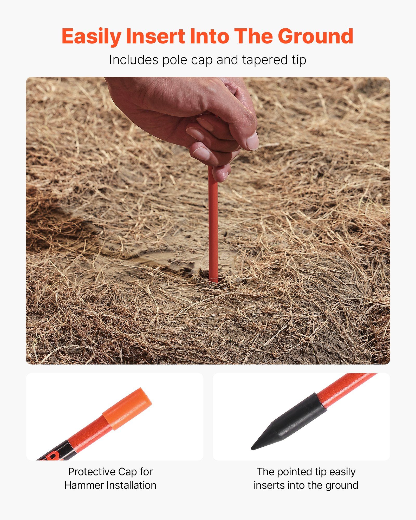 Driveway Markers, 50Pcs 152cm Long 7.87mm Dia, Hi-Visibility Driveway Reflectors with 12 in Steel Drill Bits, Reflective Snow Sticks Fiberglass Pole for Parking Lots, Walkways, Snow Plowing - Image 4