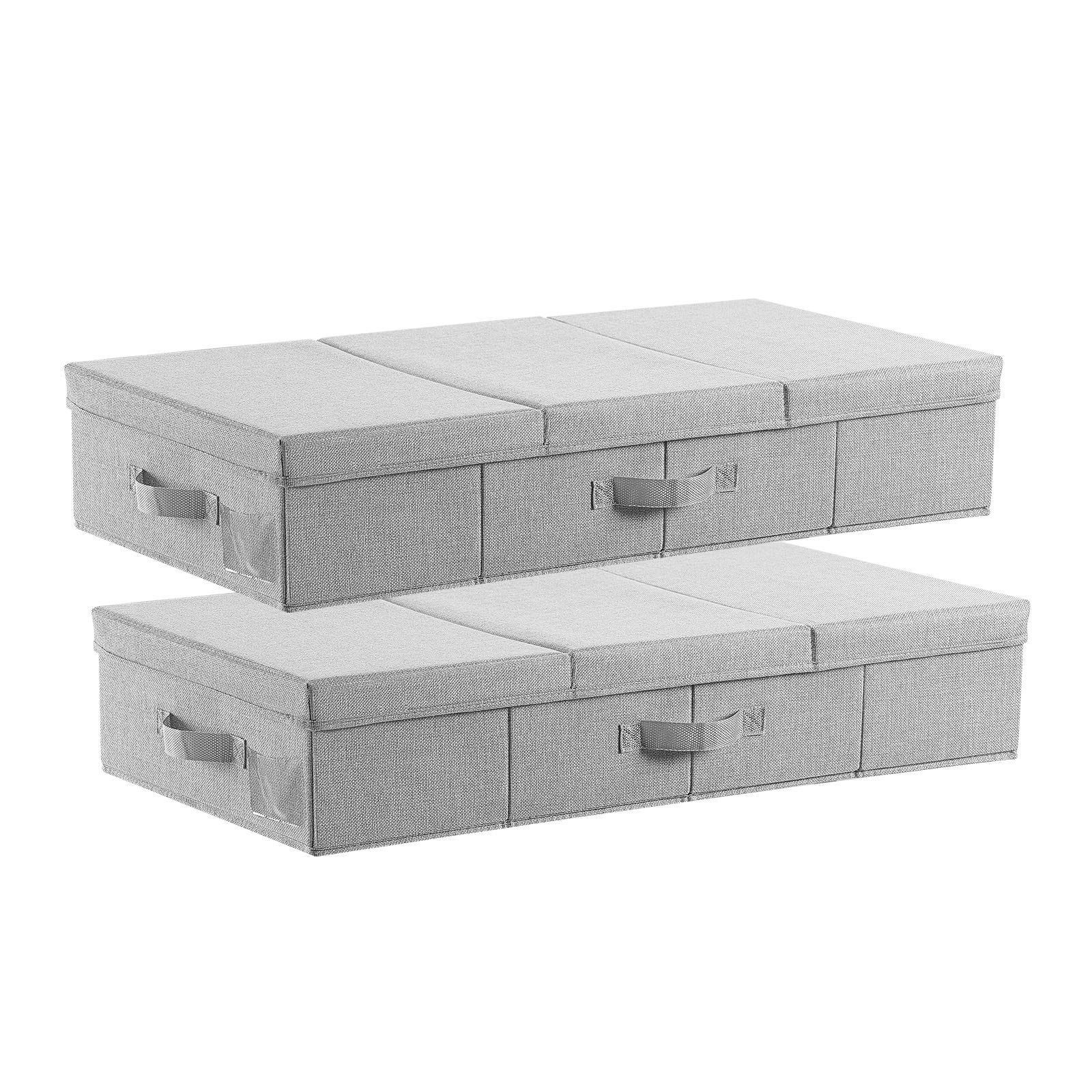 Under Bed Storage with Lids, 805 x 405 x 155 mm, 48L Large Underbed Clothes Storage Containers, Low Profile Gray Under Bed Drawer Shoe Organizer Bins Box for Blanket Shoe Bedroom, 2 Pack - Image 1