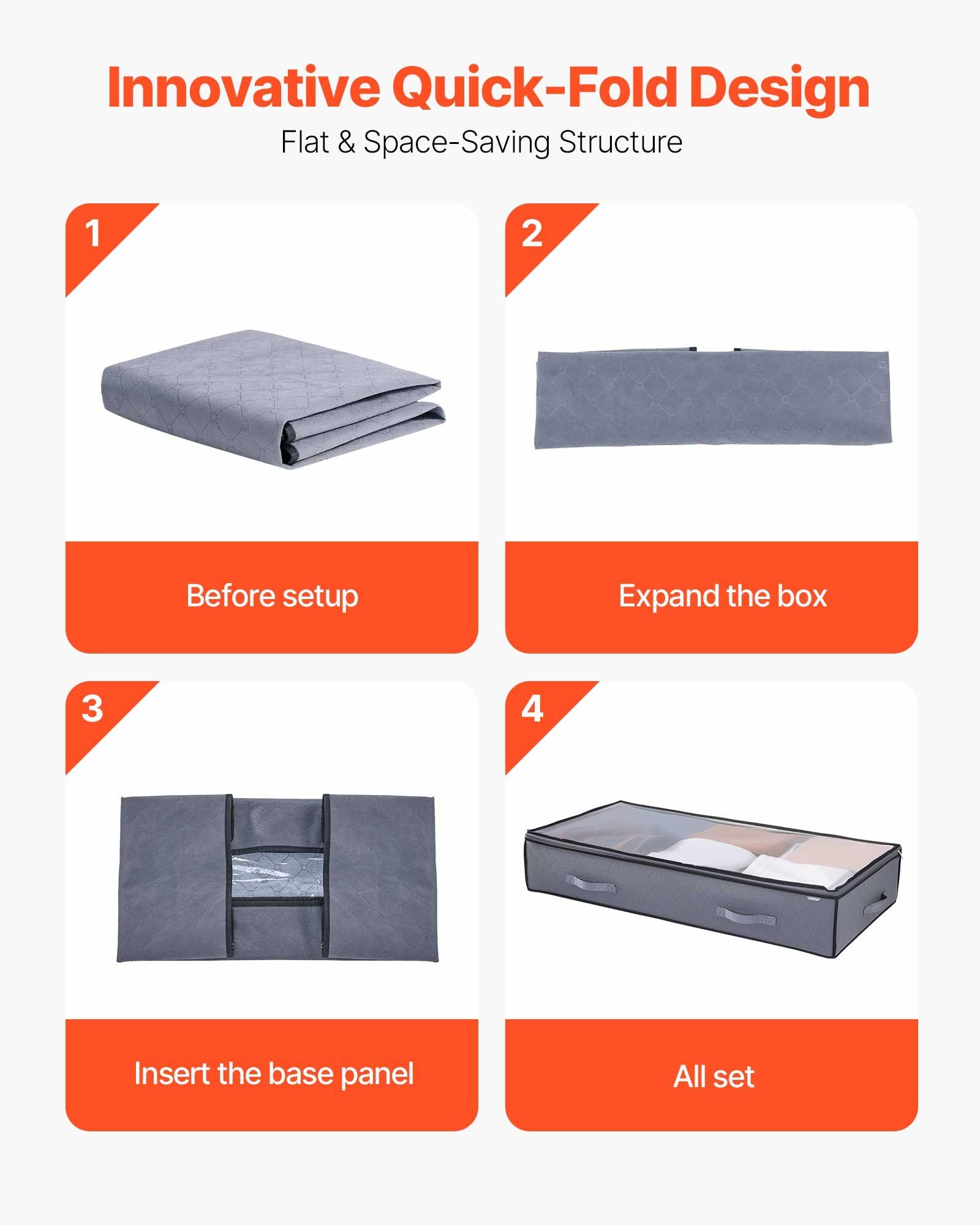 Under Bed Storage with Clear Lids, 996 x 500 x 180 mm, 90L Large Underbed Clothes Storage Containers, Low Profile Under Bed Drawer Shoe Organizer Bins Box for Blanket Shoe Bedroom, 4 Pack - Image 6