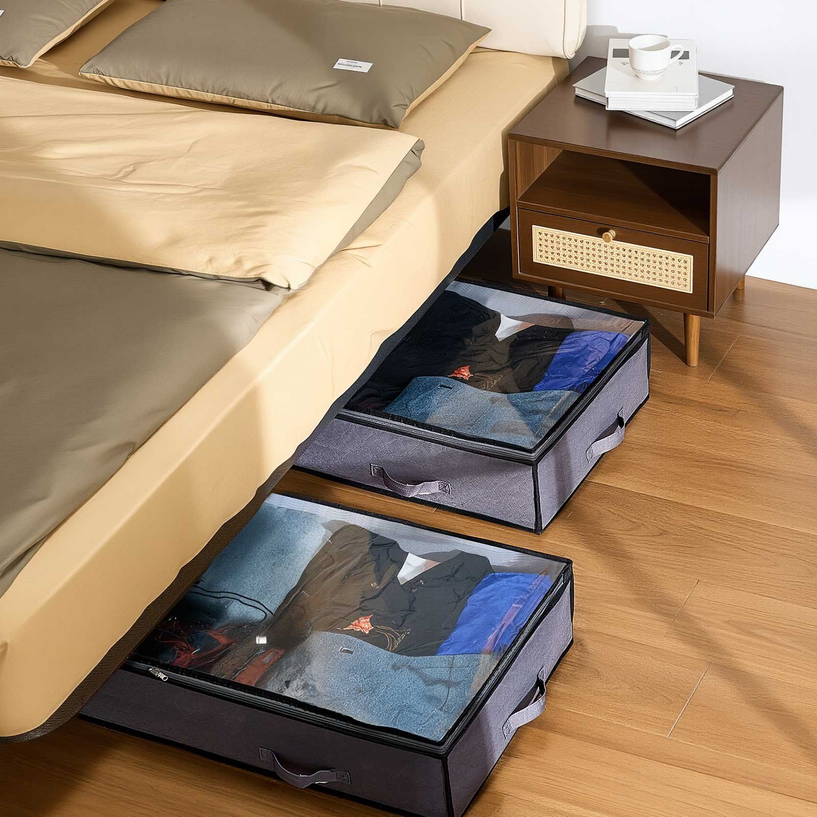 Under Bed Storage with Clear Lids, 996 x 500 x 180 mm, 90L Large Underbed Clothes Storage Containers, Low Profile Under Bed Drawer Shoe Organizer Bins Box for Blanket Shoe Bedroom, 4 Pack - Image 8