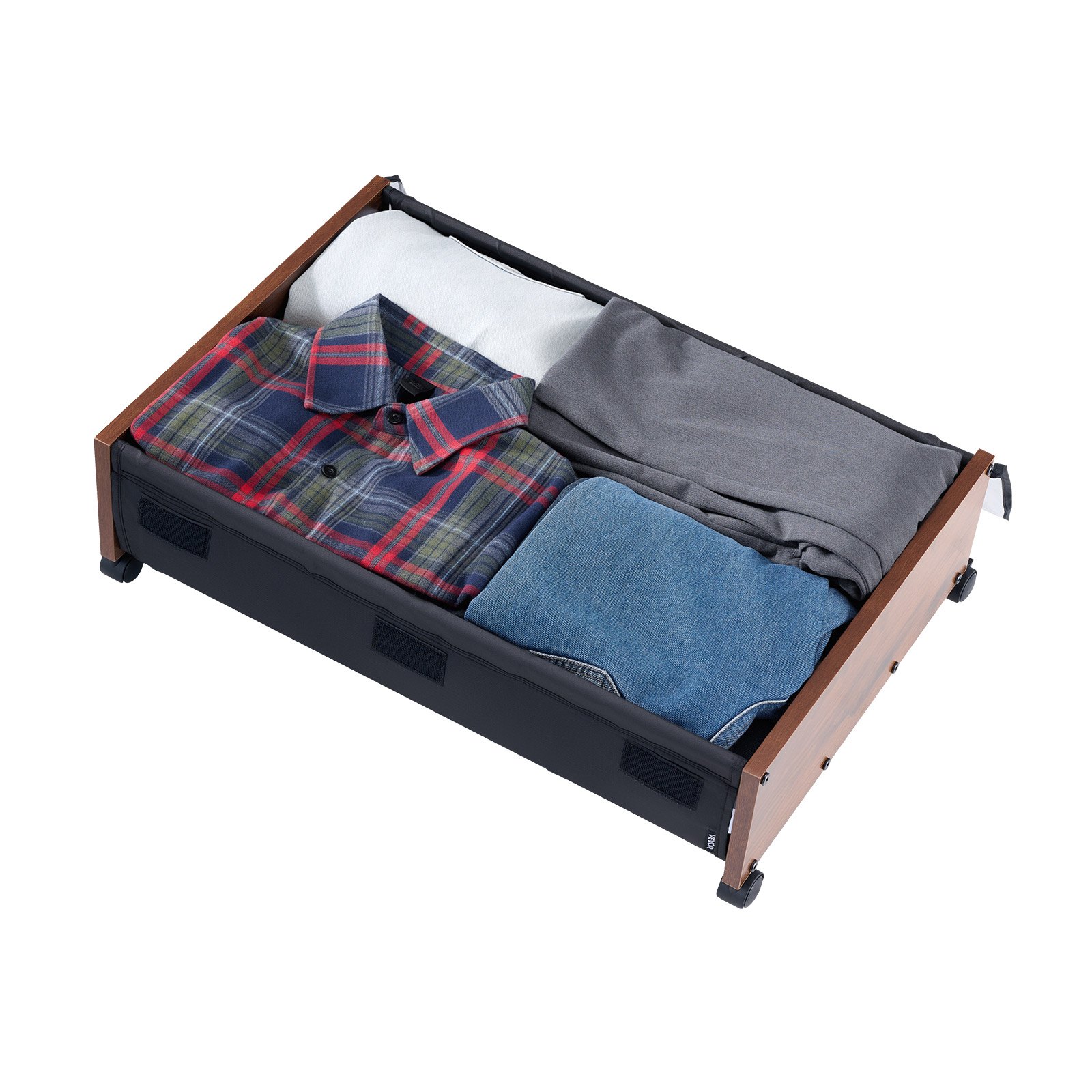 Under Bed Storage with Wheels, 650 x 460 x 180 mm Underbed Containers, Underbed Shoes Organizer with Lockable Wheels, Rolling Under the Bed Storage Bins for Clothes, Shoes, Blankets, 2 Pack - Image 1