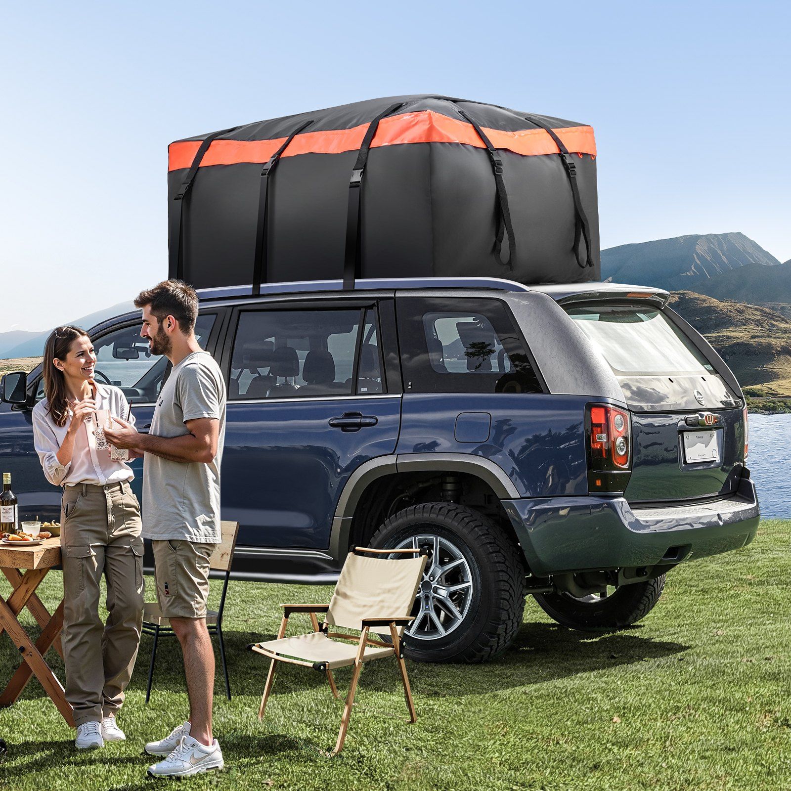Car Rooftop Cargo Carrier Bag, 23 Cubic Feet Roof Cargo Carrier, Heavy Duty 840D PVC 100% Waterproof Car Roof Luggage Bag for All Vehicle with/without Rack- with Lock, Anti-Slip Mat, 6 Door Hook - Image 8