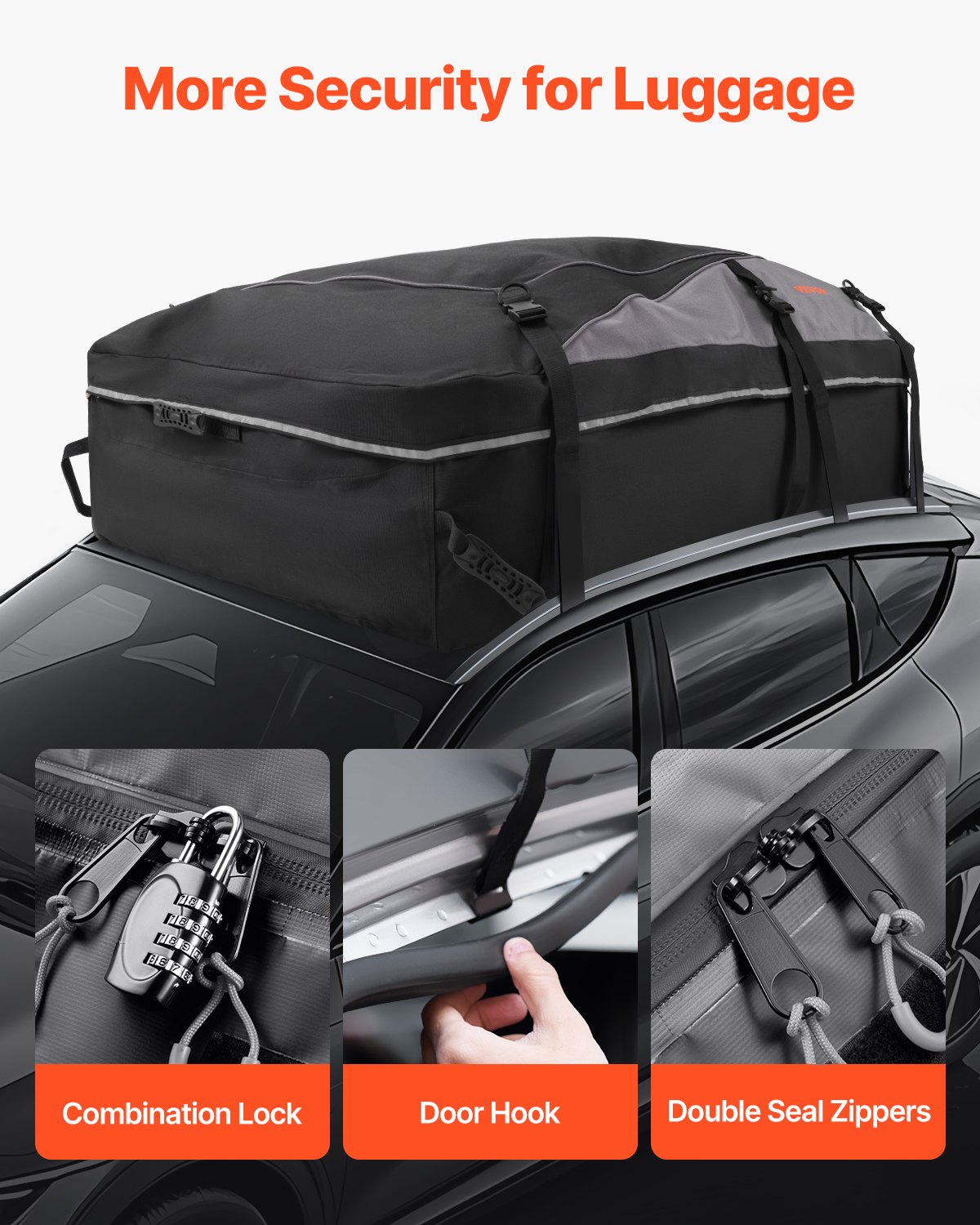 Car Rooftop Cargo Carrier Bag, 21 Cubic Feet Cargo Carrier for Car Roof, 100% Waterproof 900D Oxford Cloth Roof Luggage Bag for All Vehicle with/without Rack- with Lock, Non-Slip Mat, Door Hooks - Image 6